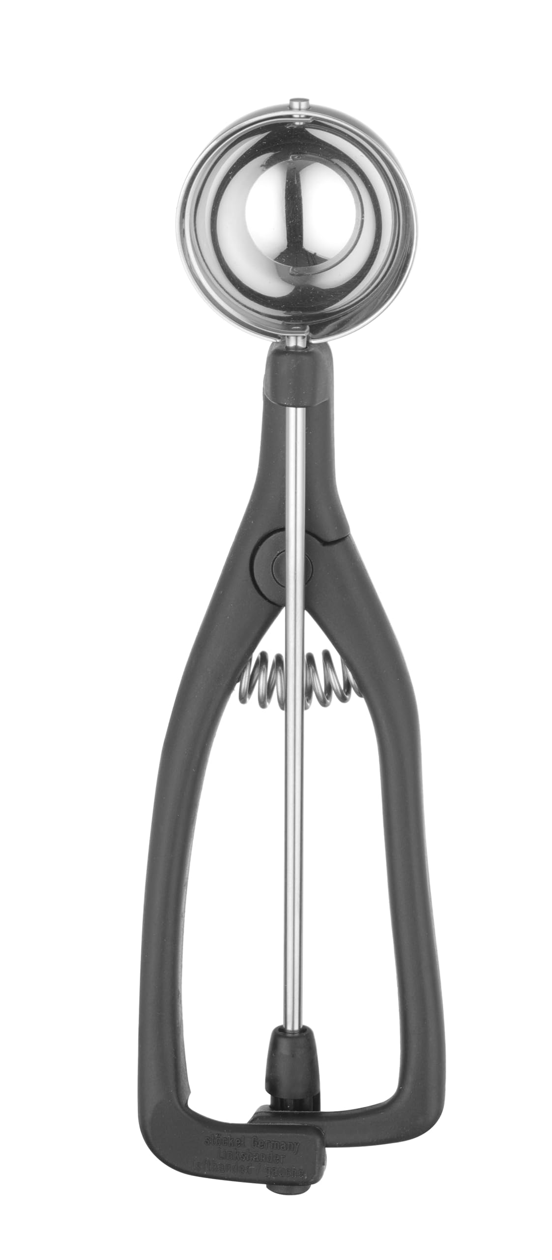 HENDI Eisportionierer für Linkshänder, Stöckel, mit Auslöser, mit farbiger Pins, ergonomischer Griff, Eislöffel, Eiscreme Löffel, Eiscreme Kugel, 1/30, ø49mm, Edelstahl, Polyamid