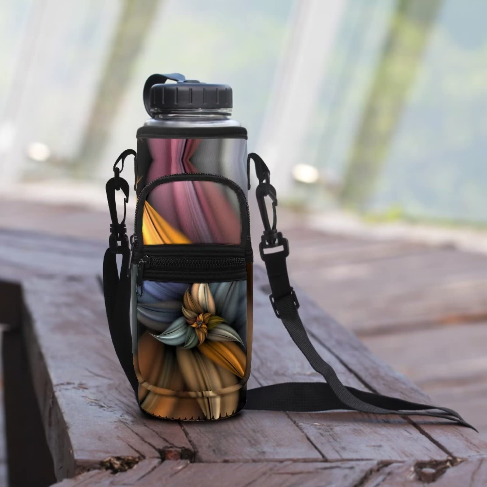 Renewold Sac à bandoulière pour bouteille d'eau avec poches avant zippées pour la marche, les voyages, l'école, le travail, la plage Renewold Sac à bandoulière pour bouteille d'eau avec poches avant zippées pour la marche, les voyages, l'école, le travail, la plage