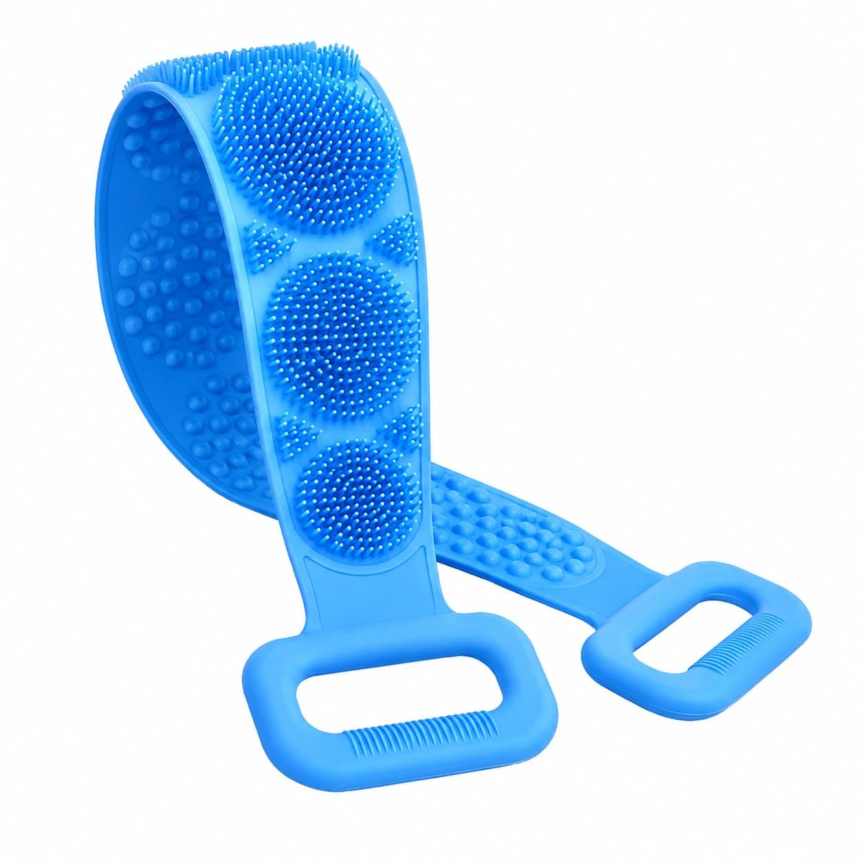 Silicone Back Scrubber Belt for Shower Bath | Double-Sided Body Exfoliating & Massage Brush | Long Handle Flexible Body Cleaning Strap | Soft Skin Scrubber for Men & Women | Multi Colour-image-39