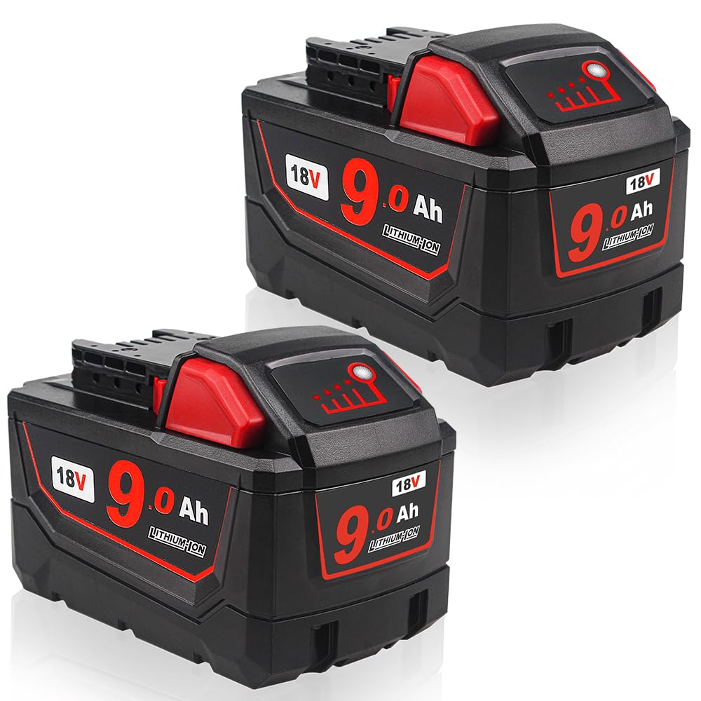 2 PCS m18 18V Battery Replacement for Milwaukee 9 Ah Battery Compatible with Milwaukee XC Cordless Power Tools Batteries (not Made in Milwaukee