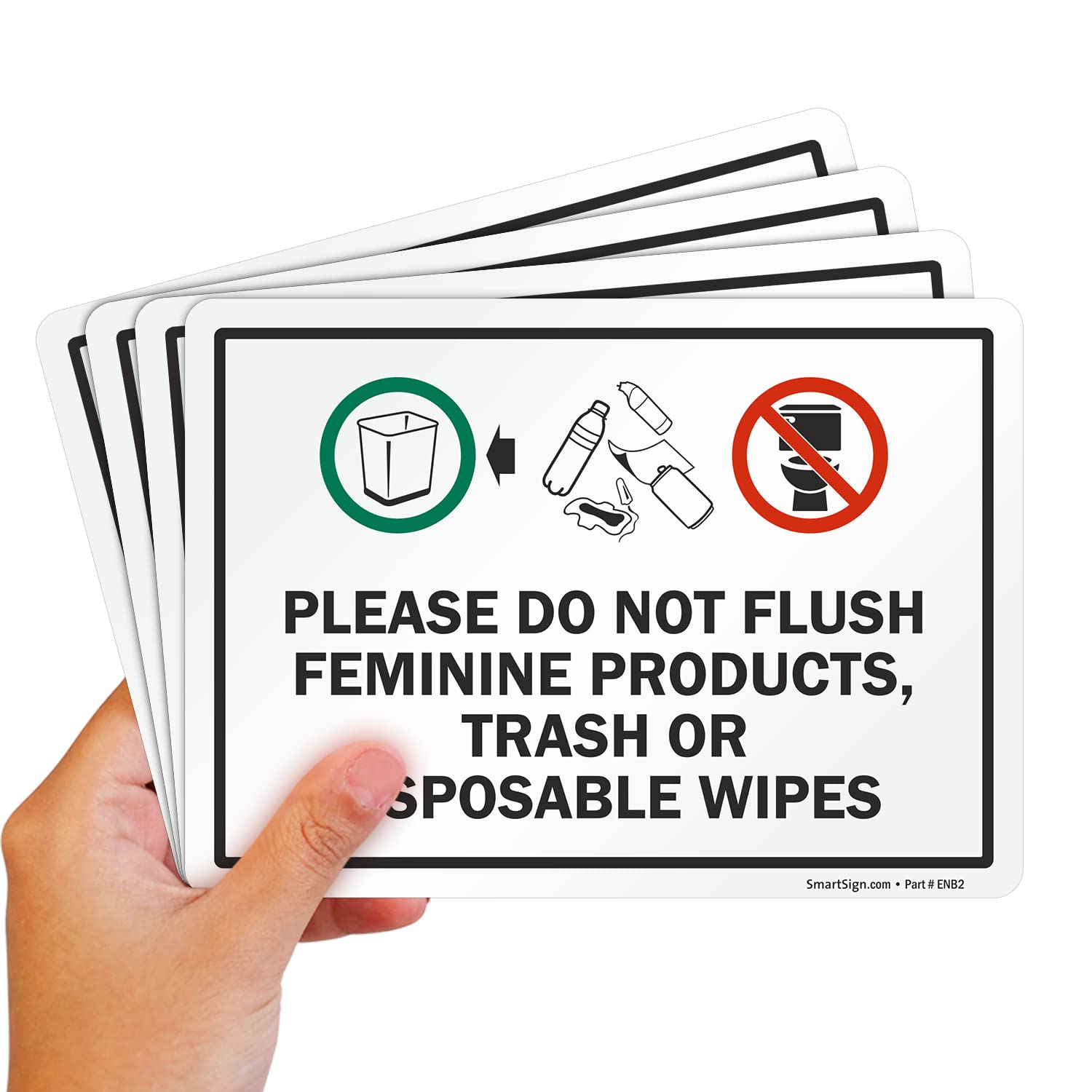 SmartSign (Pack of 4) 5 x7 inch “Please Do Not Flush