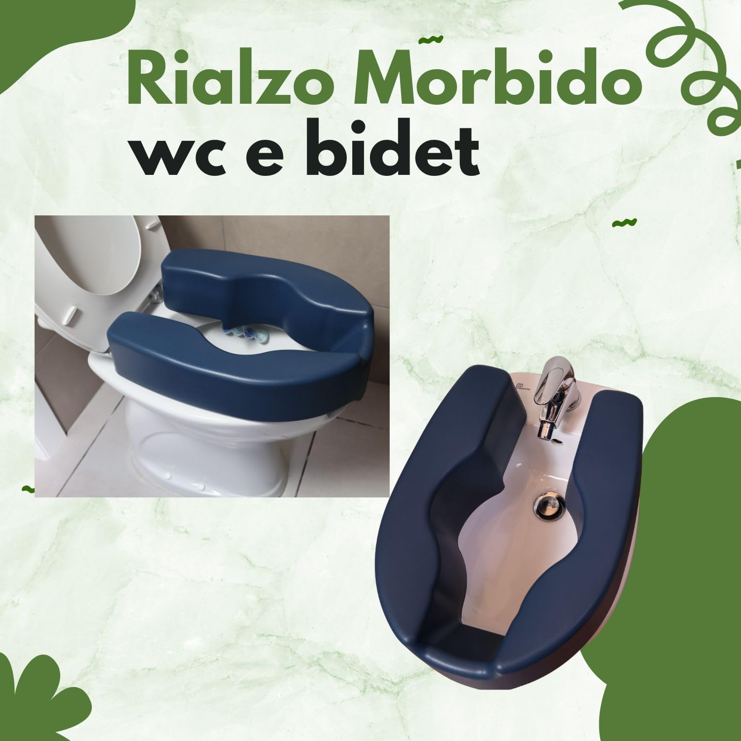 TERMIGEA Rialzo Wc e Bidet adatto SOLO per sanitari forma OVALE 10 cm Idrorepellente e Lavabile in EVA Rialzo Wc Per Anziane e Disabili resistente a macchie e odori. Solo da appoggio senza fissaggio