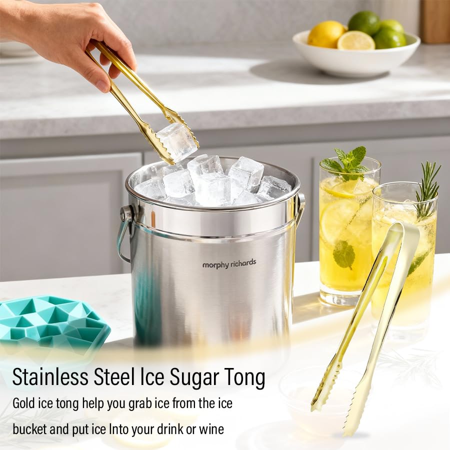 2Pcs Stainless Steel Gold Ice Tongs,Gold Mini Serving Tong for Bar Ice Bucket, Stainless Steel Ice Sugar Tong, for Salad, Steak, Appetizer, Small Food(Golden, Silver - Image 5