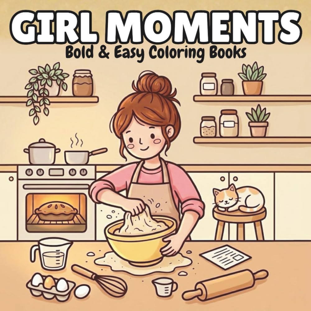Girl Moments:: A Cozy Coloring Book of Peaceful Everyday Scenes for Relaxation, Mindfulness, and Creative Calm