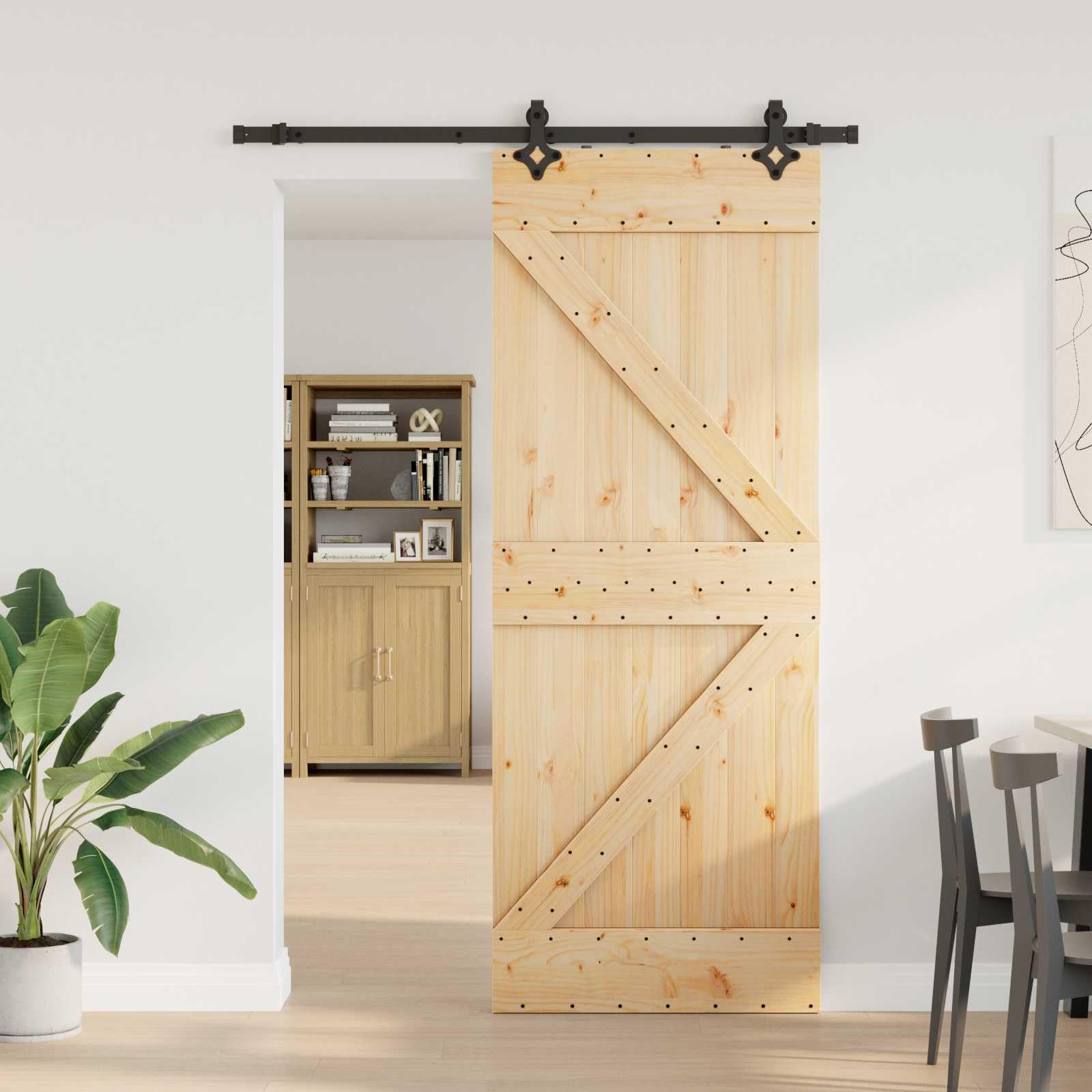 vidaXL Porta scorrevole NARVIK Naturale e Nero 80 x 210 cm (152,5 cm)
