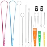 Tudniky 16 PCS Drawstring Threader, Loop Turner Sewing Tool with Flexible Hoodie String Threader and Cord Locks, Easy Drawstring Threader Bodkin Sewing Tool for Shorts Pants Jackets Coats Hoodies
