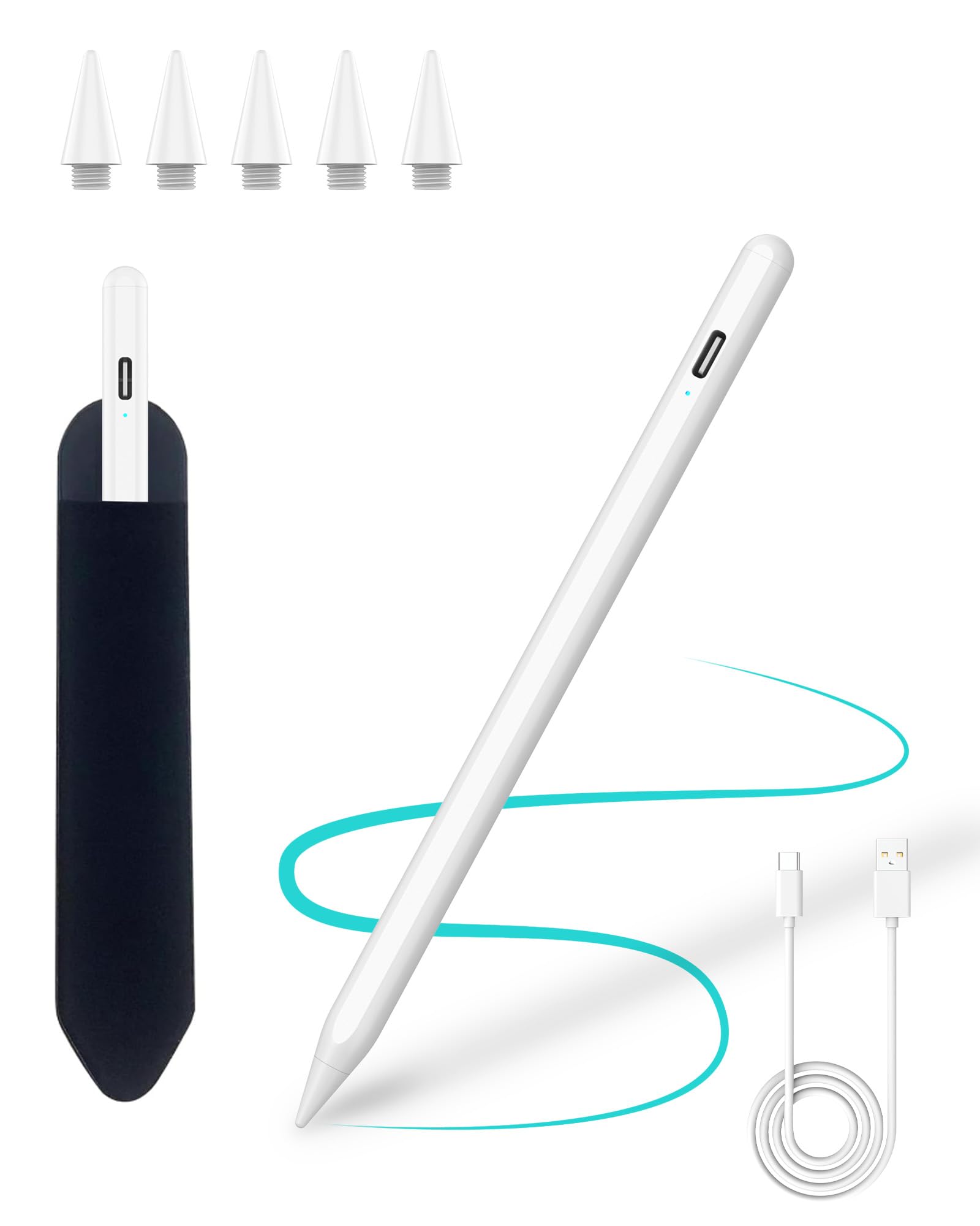 iPadアクセサリー Apple pencil USB CC Store Pencil for iPad 2018-2025, USB-C 2x Faster Charge & Palm