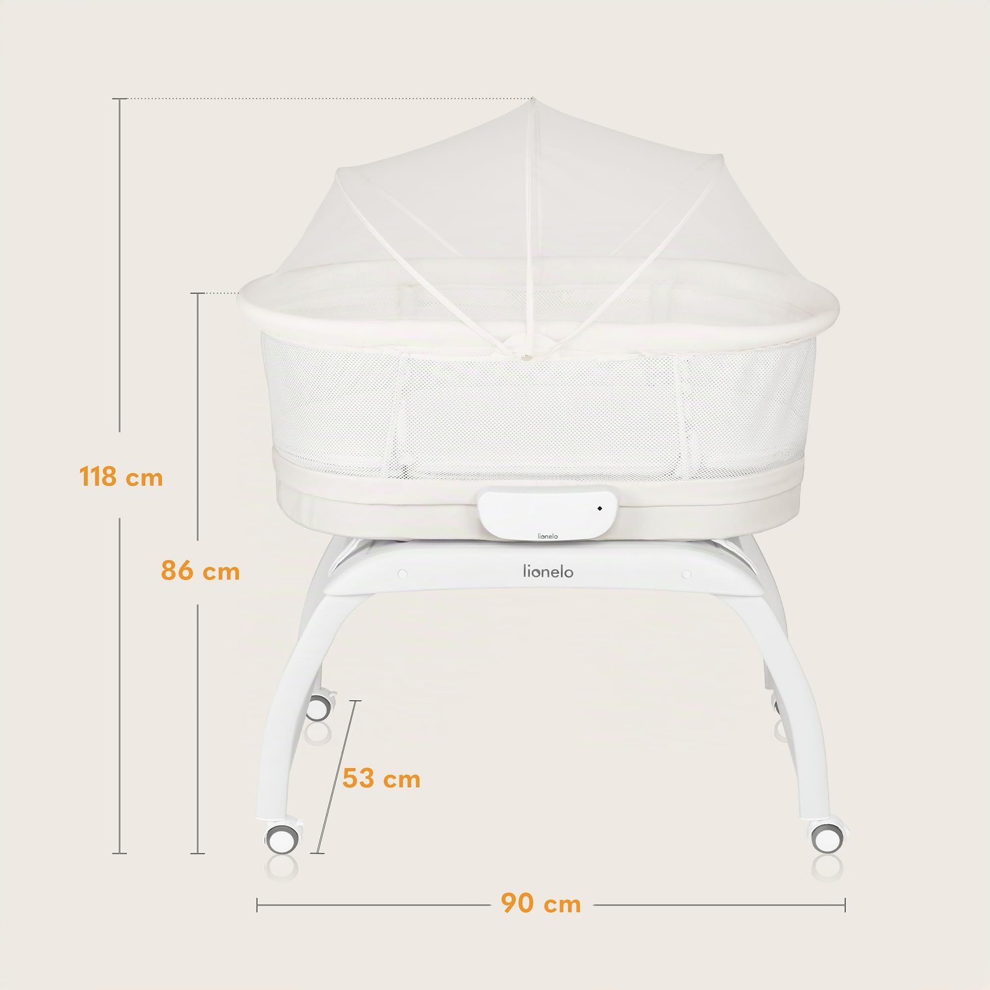 lionelo Lettino, Sdraietta dondolo e culla CORAL 3in1 per Neonati, 5 velocità di altalena, 12 melodie, 4 ruote, materasso ergonomico, timer, telecomando, zanzariera, fino a 9 kg