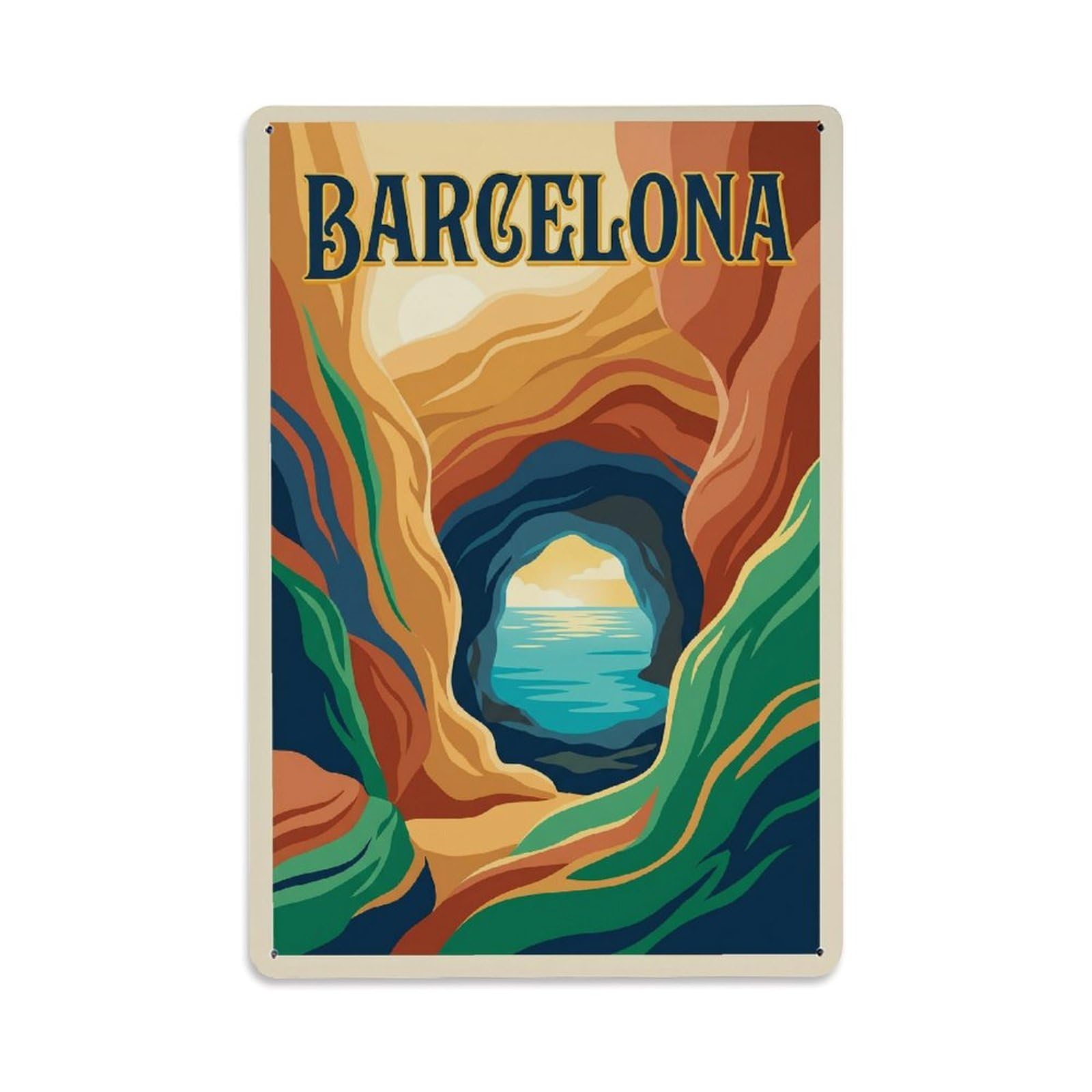 Vintage Travel Grotto Spain Natural Metal Tin Sign