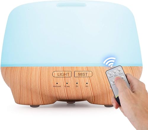 Kamon Difusor de aceite esencial de 16.9fl oz, difusores de aroma de control remoto para aceites esenciales, humidificador ultrasónico, difusor de