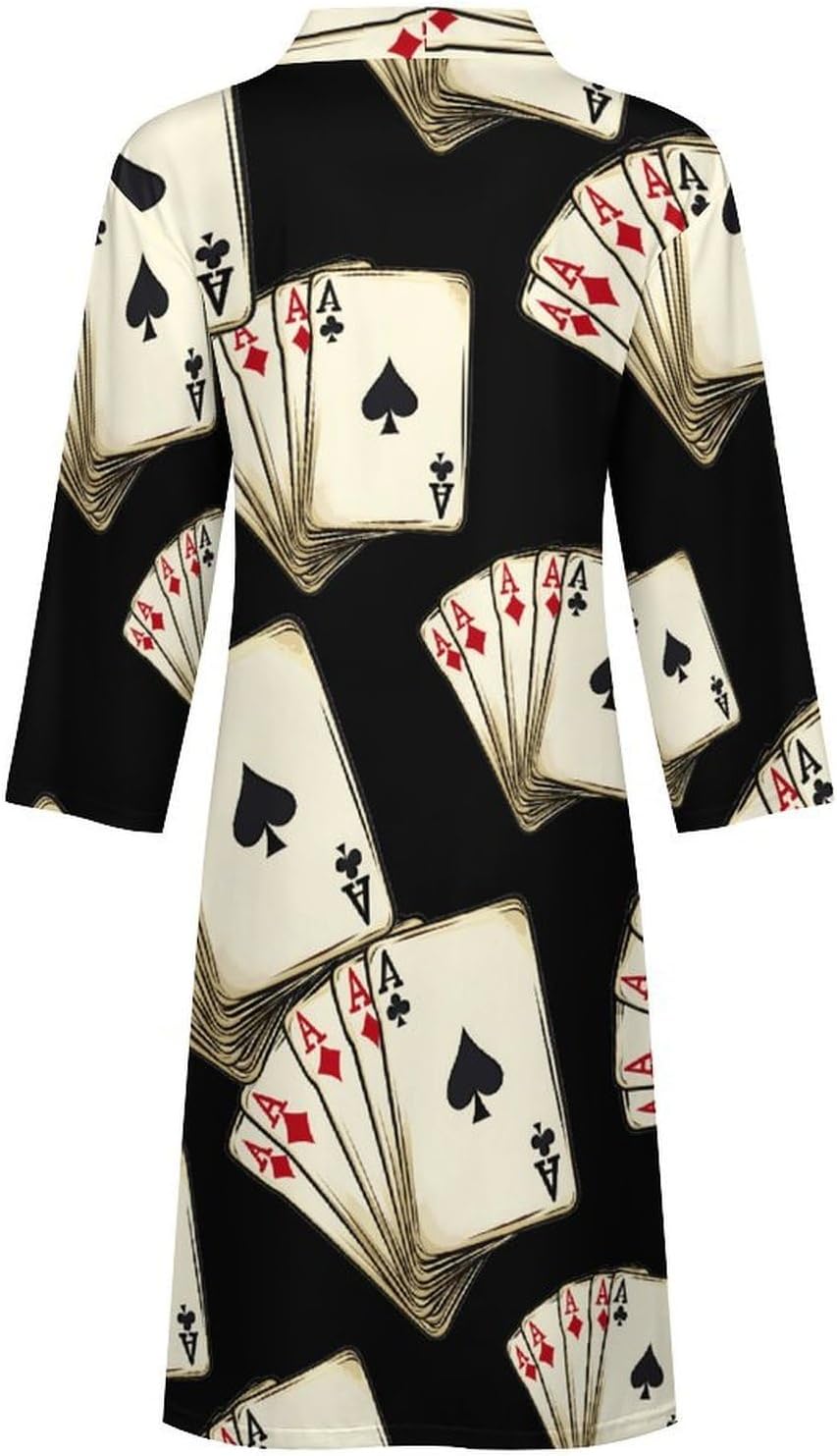 Playing Cards-Aces Men's Robe Soft Bathrobe V Neck Loungewear Sleepwear Nightgown Dressing Gown