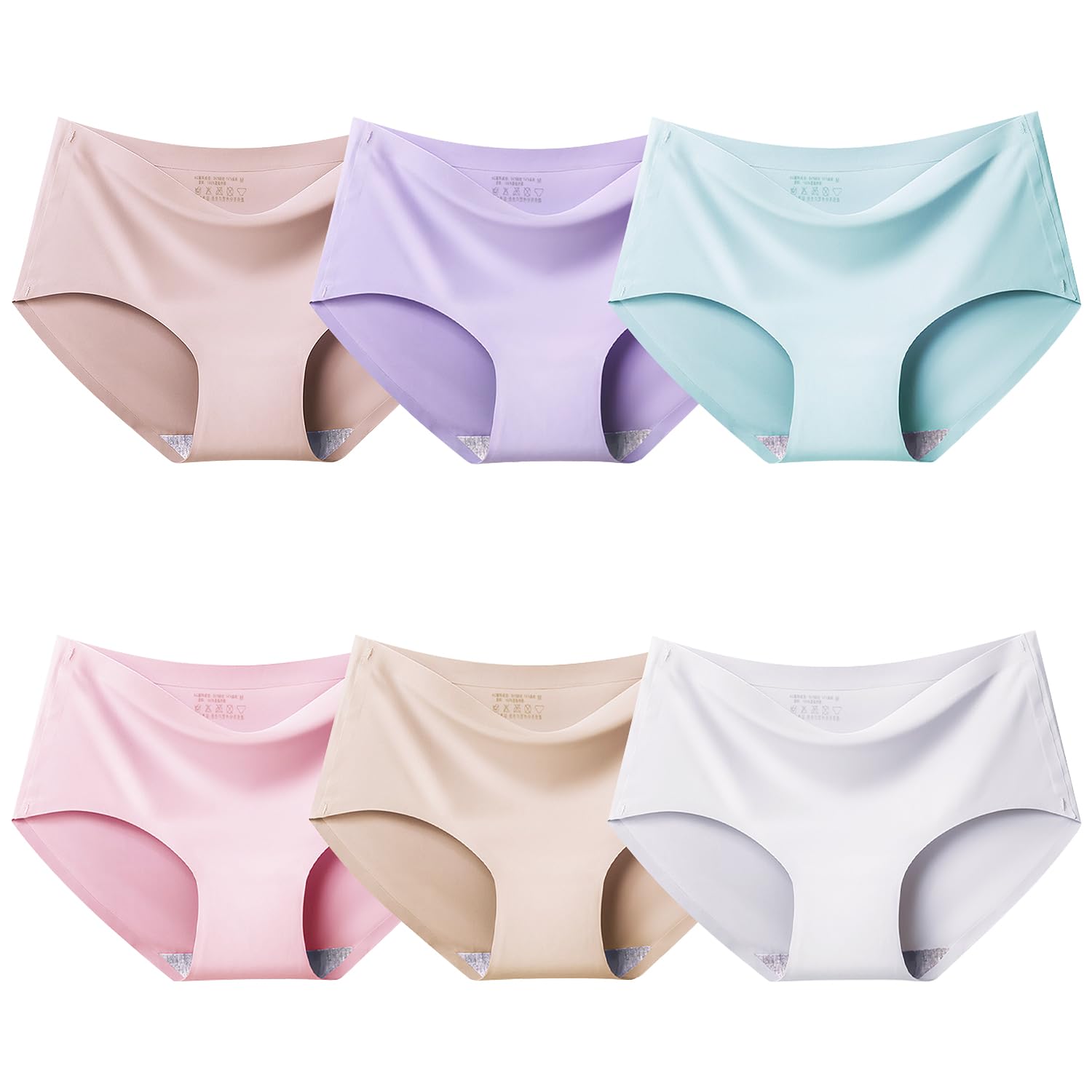 Domee Teen Girls Seamless Underwear No Show Panties Pack of 6 Invisible Briefs