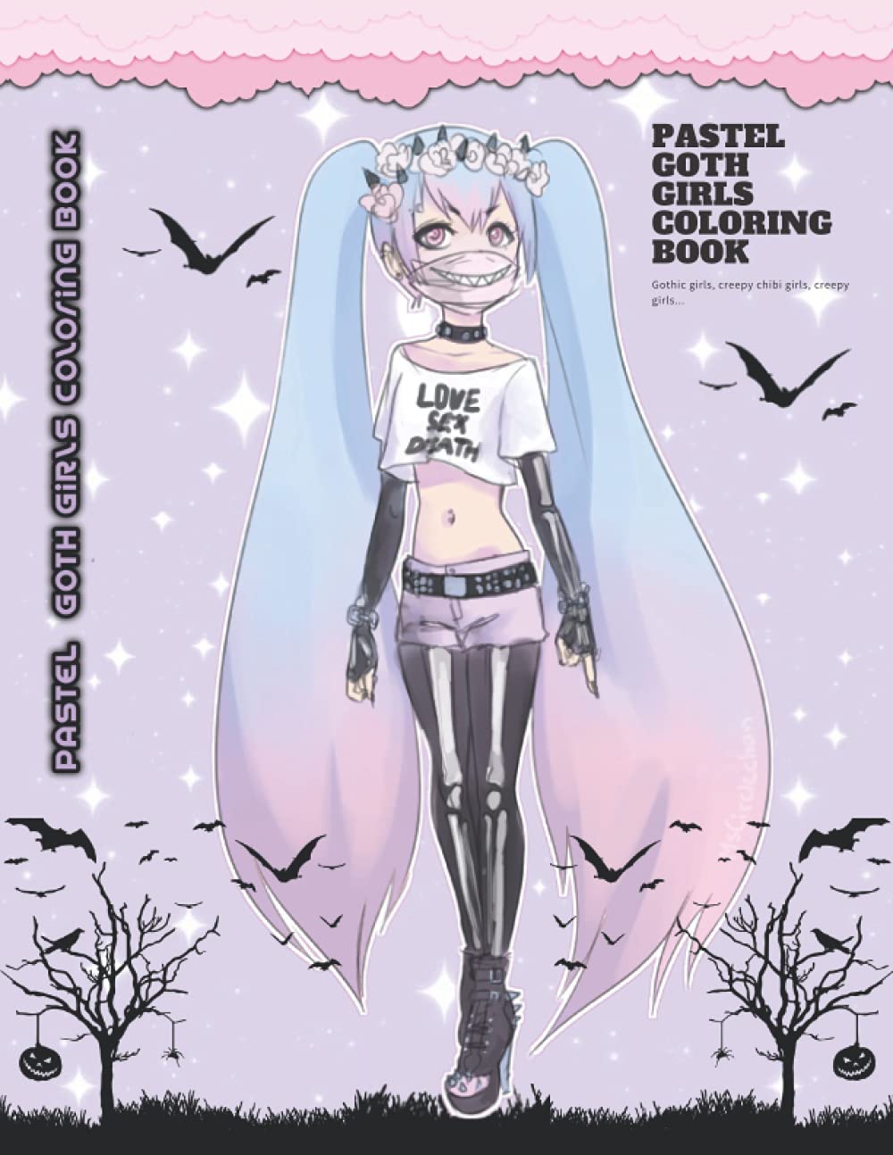 Buy Pastel Goth Girls Coloring book For adults and teenage Contains