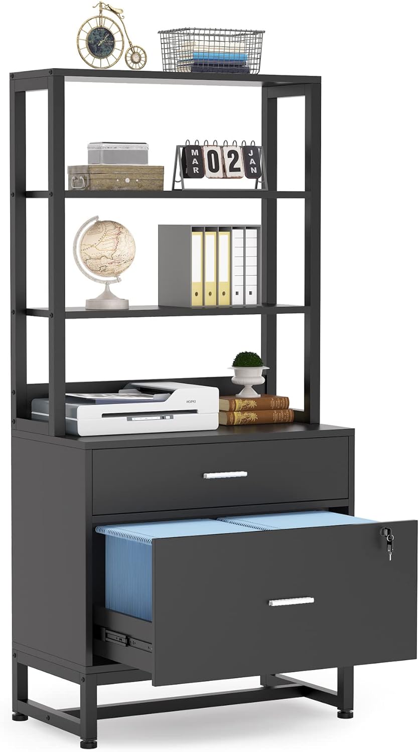 Buy Tribesigns 2 Drawer Vertical File with Lock & Bookshelf