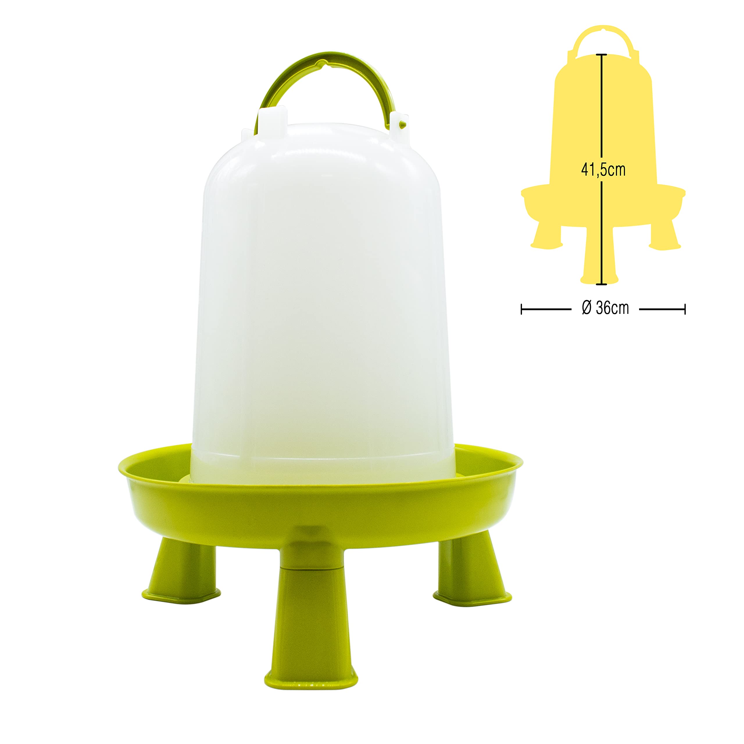 Bebedero Gallinas- Bebedero Aves de Corral Bío con Patas 10 L - Bebedero ecológico Fabricado en plástico de Origen Vegetal - Ideal para gallineros sostenibles