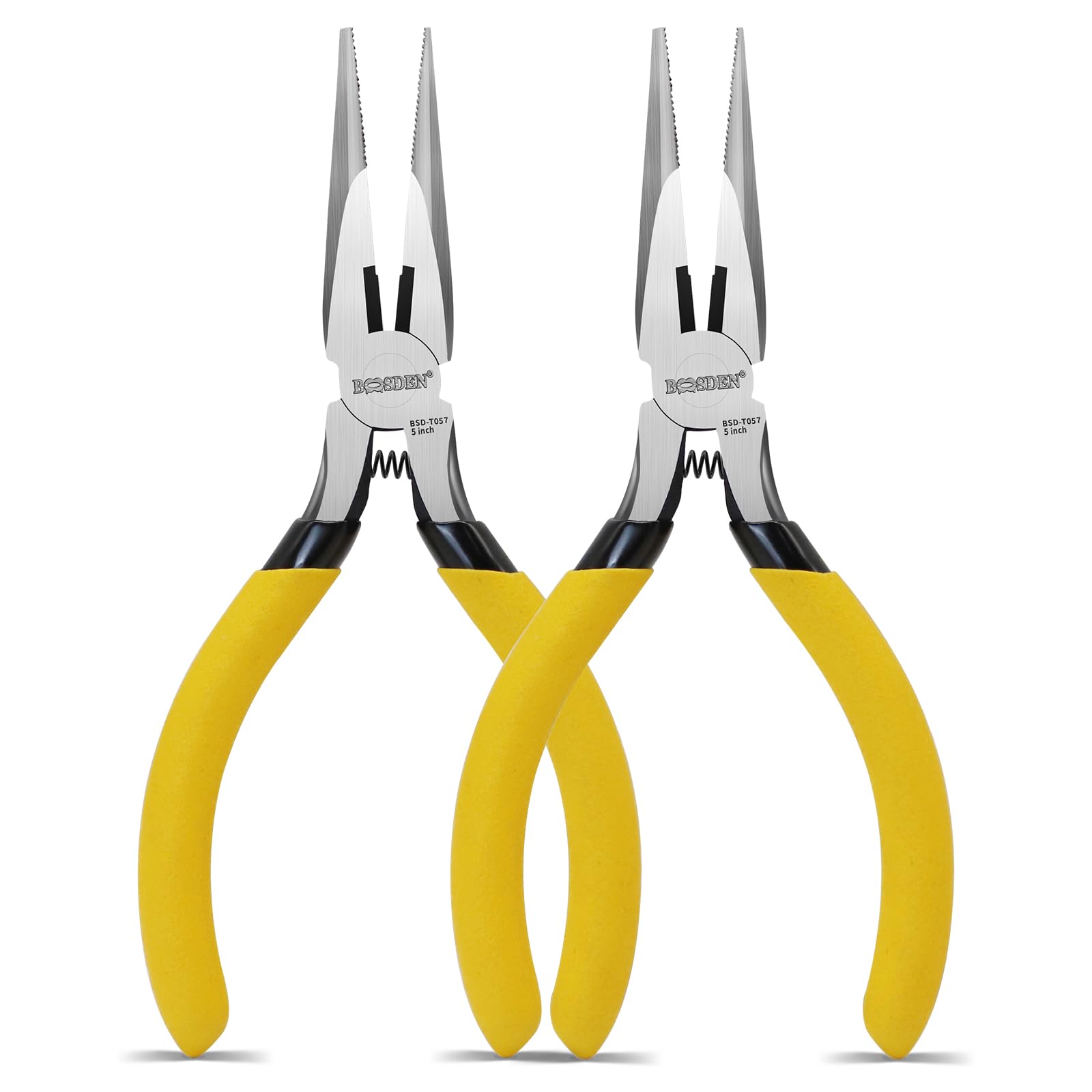 BOOSDEN 5" Needle Nose Pliers, Mini Long Nose Pliers with Side Cutter, Tiny Fine Needle Nose Pliers with Comfort Grip, Small Precision Pliers for Electronics, Craft, DIY, Jewelry Making -2 Pack