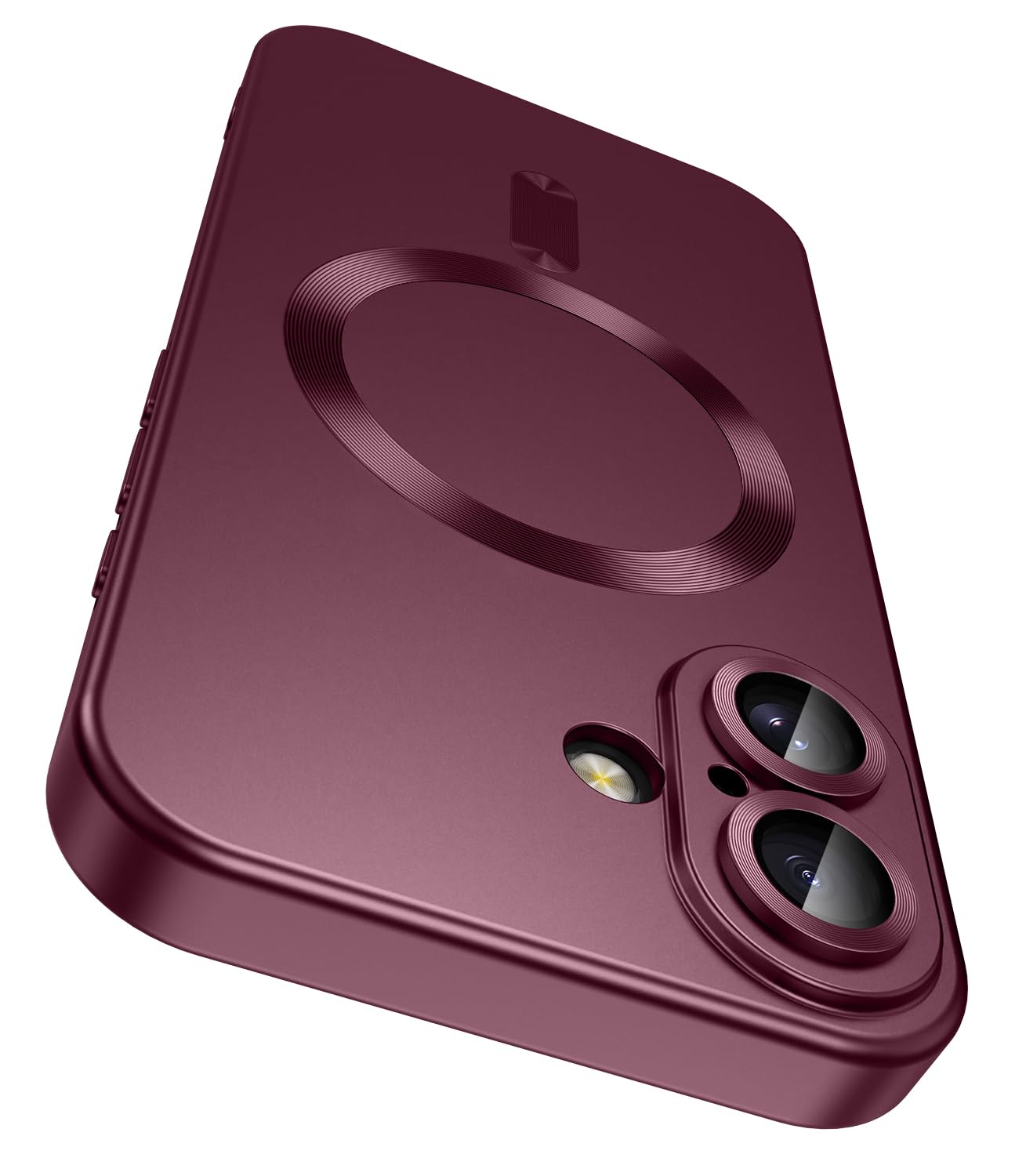 Magnetic for iPhone 17 Case [Compatible with MagSafe][Built-in Camera Lens Protector] Slim Thin Soft Silicone Bumper Shockproof Metallic Luster Phone Case (Burgundy) iPhone 17 Burgundy
