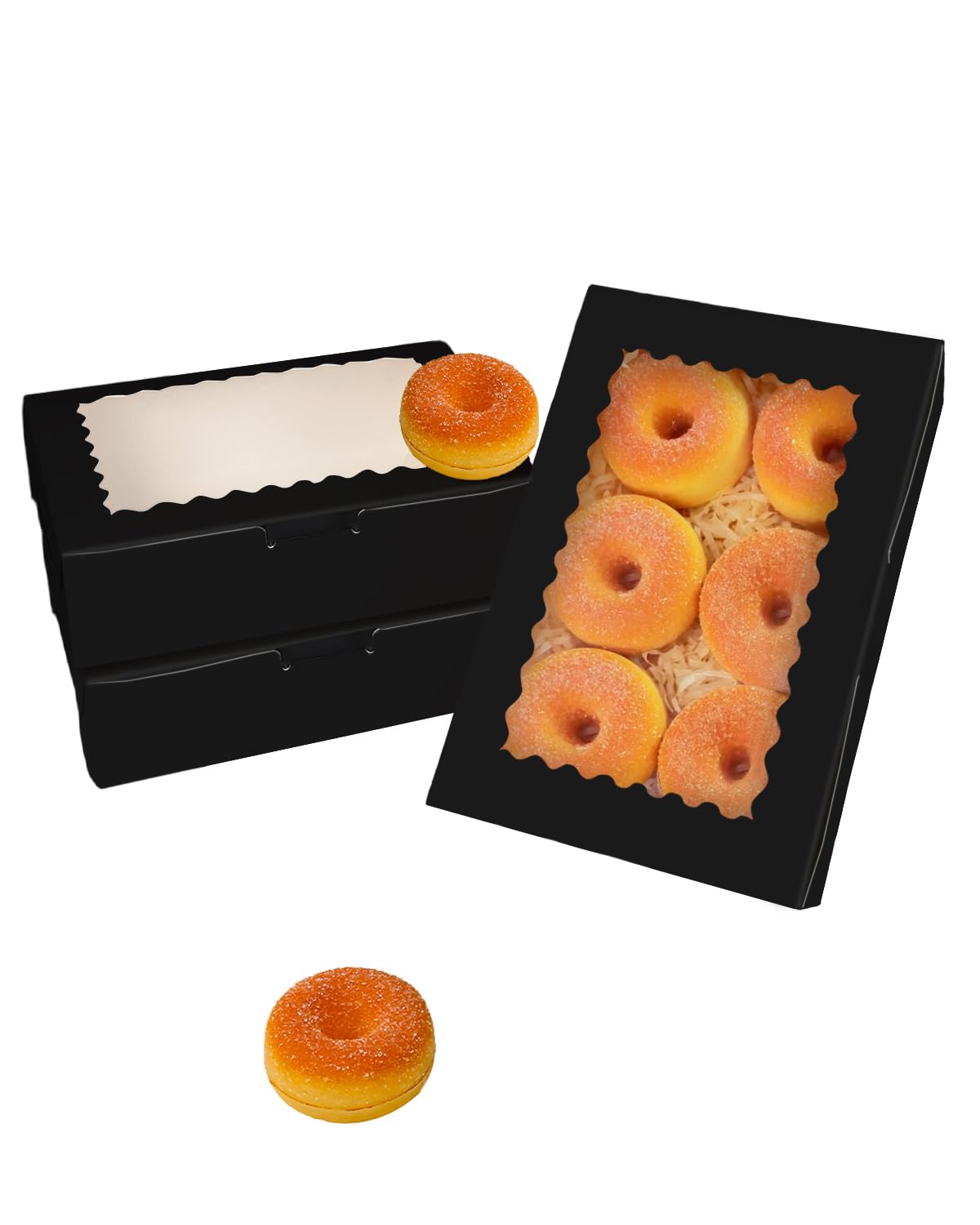 Gcardist 6Pcs Black Cookie Box with Window 22.9x15.2x6.4cm Pastry Macaron Bakery Box For Packaging - Image 2
