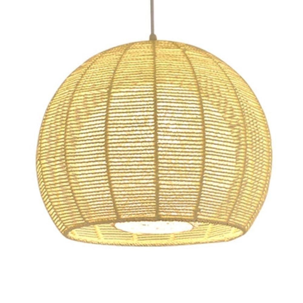 LQZCXMF Wabi-sabi Woven Lampshade Hemp Rope Boho Pendant Light Fixture 19.7'' Ball Shape Hanging Rattan Chandelier Modern Style Basket Chandelier for Dining Living Bedroom Kitchen Farmhouse