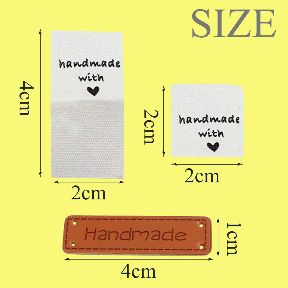 Create Idea 50 Etichette In Tessuto Per Abbigliamento, Fatte A Mano, Con Amore, Per Cucito, Decorazione, Fai Da Te, Etichette Per Regali, 50 X 24 Mm