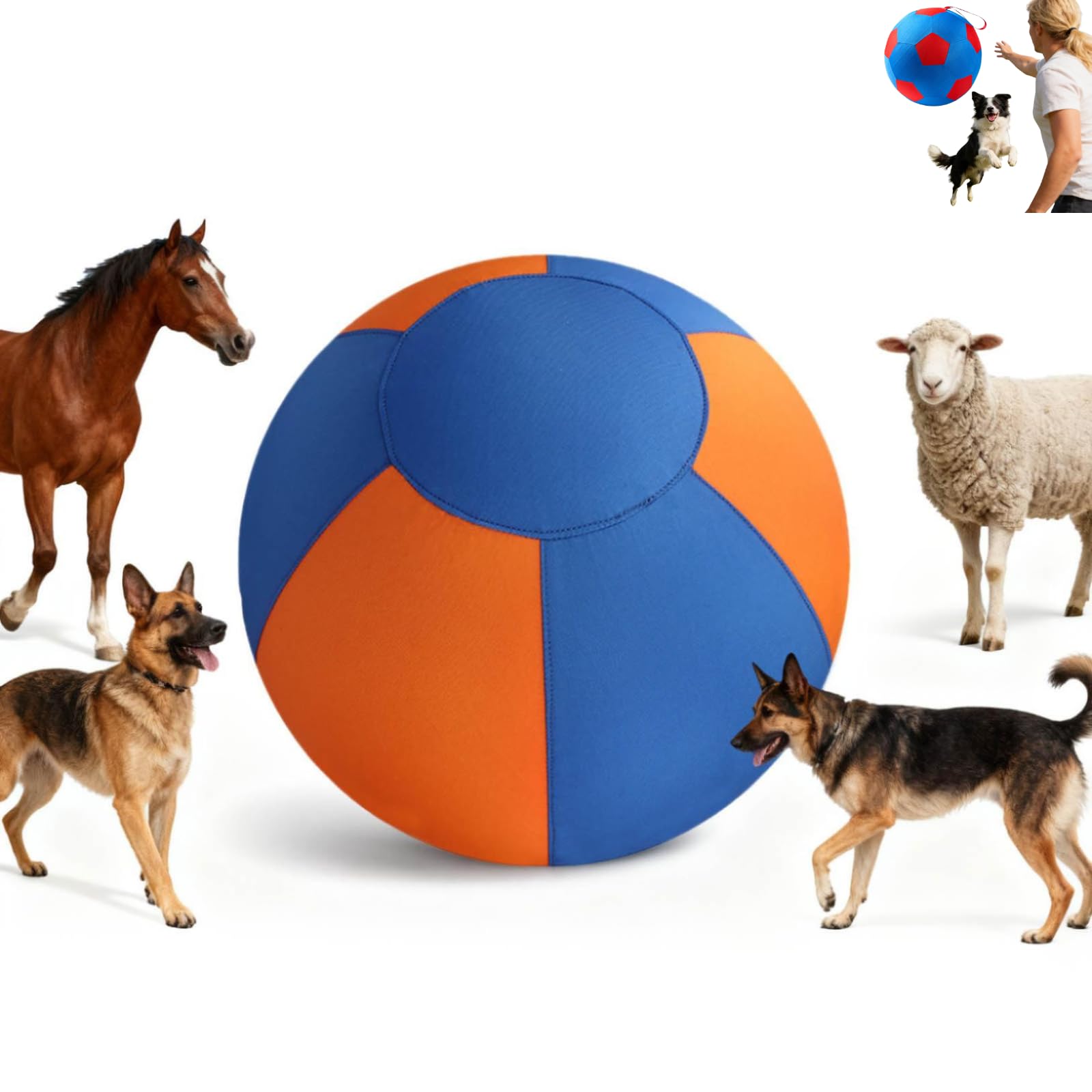 FSFSBLW Herding Ball for Dogs, Calming Pet Toy with Handle, Giant Inflatable Equipment for Border Collies, Tear-Resistant Cover and Pump Included, 25 to 65 cm Options (Orange_65cm)
