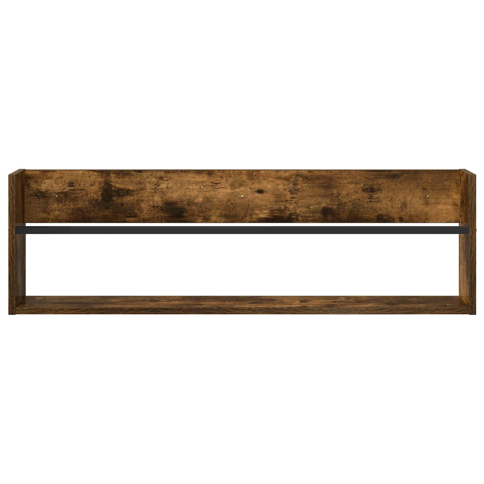 Magazinregal 2 Stück in Geräucherter Eiche aus Holzwerkstoff 100 x 12 x 30 cm mit Wandmontage, vielseitiger Zeitschriftenhalter für Wohnzimmer, Büro und Leseecke