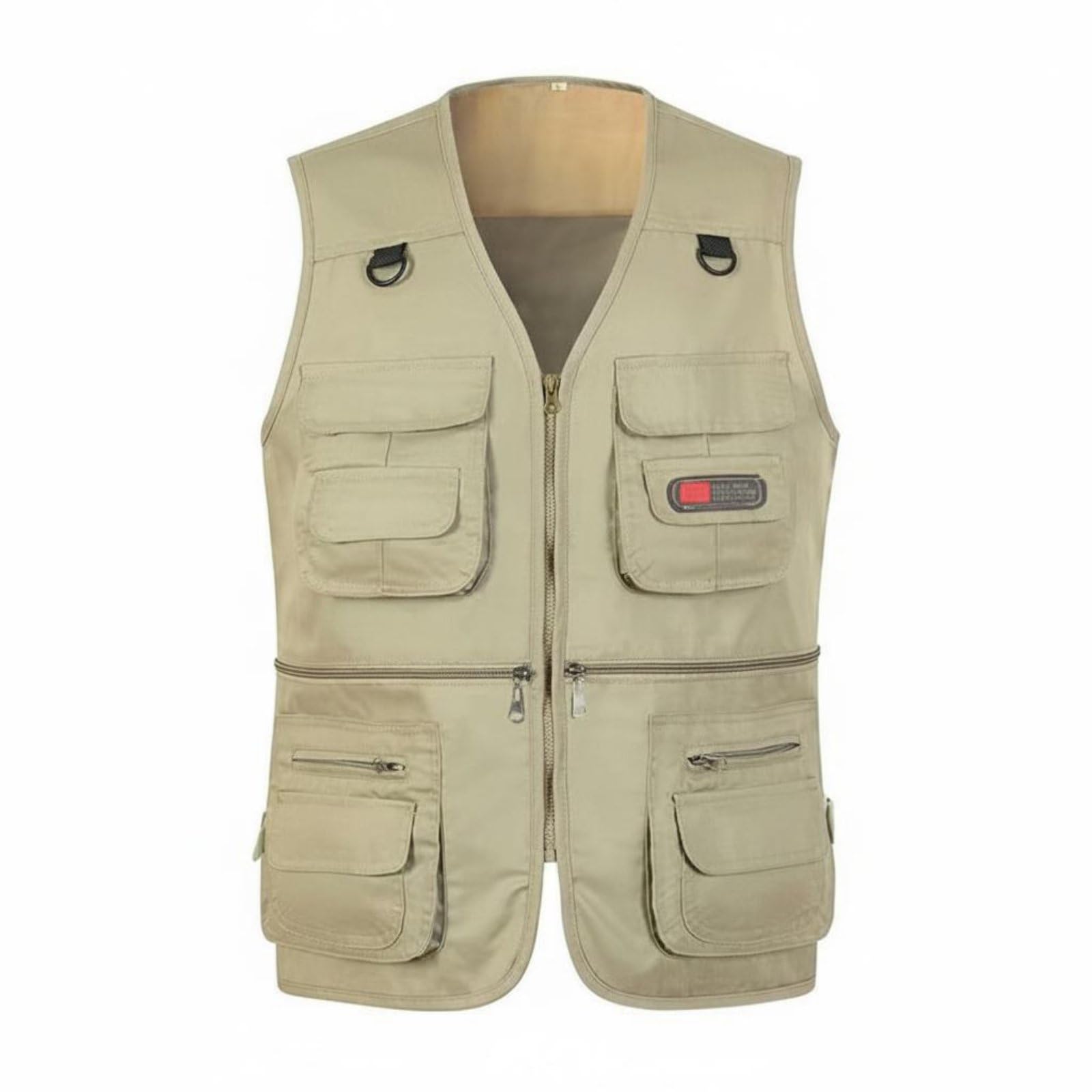 HEAVENGLOW Loose Fit Multi-Pocket Fishing Vest Plus Photographer's Travel Vest Lightweight Outdoor Work Gilet Zipper Closure for Fishermen, Photographers, Hiking, Khaki, XL-image-41