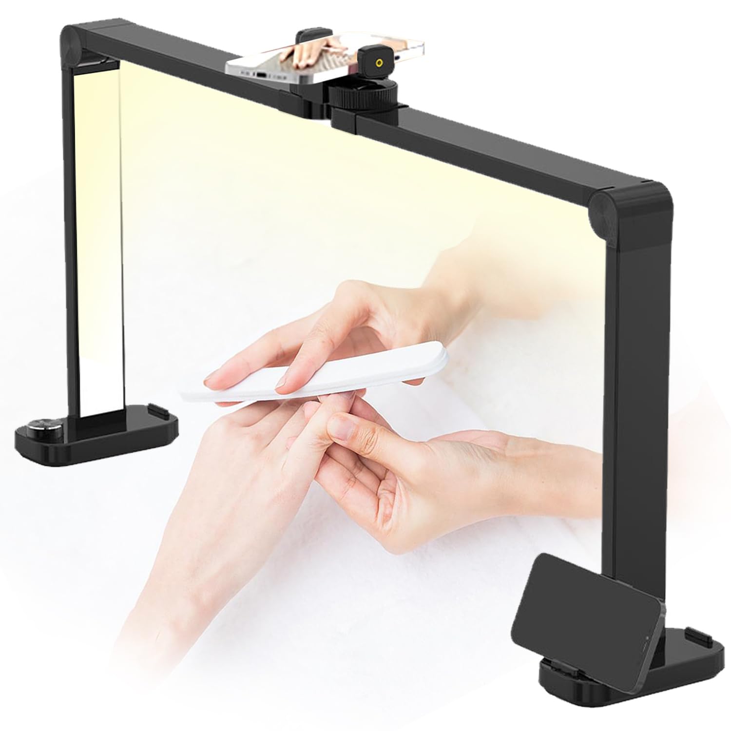 Lampada per Unghie Pieghevole da 34 Pollici, Lampada per Unghie dimmerabile 3000-6000K per scrivania, 3 modalità di Illuminazione, Lampada da scrivania per Unghie,Nero