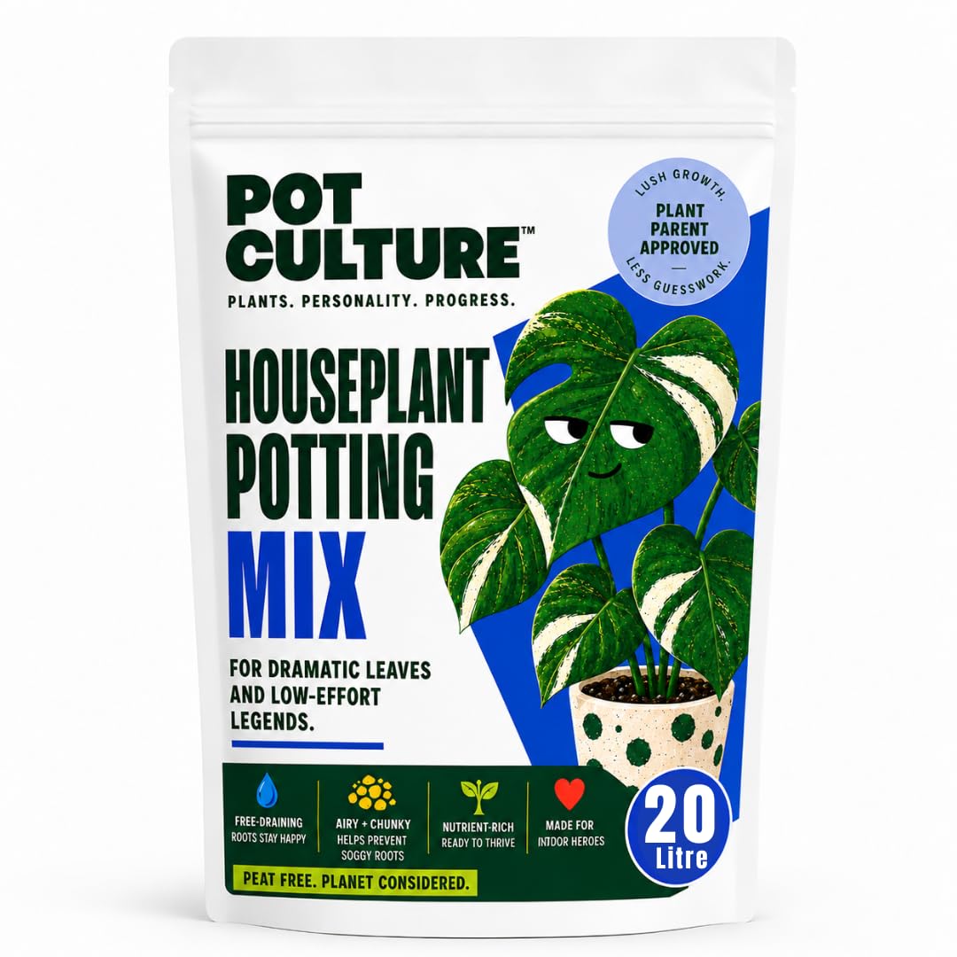 POT CULTURE Houseplant Potting Mix - The Ultimate Glow-Up Soil for Monsteras, Pothos & Tropicals - Gritty Mix with Compost, Vermiculite, Perlite & Sand for Iconic Foliage & Roots (20L)