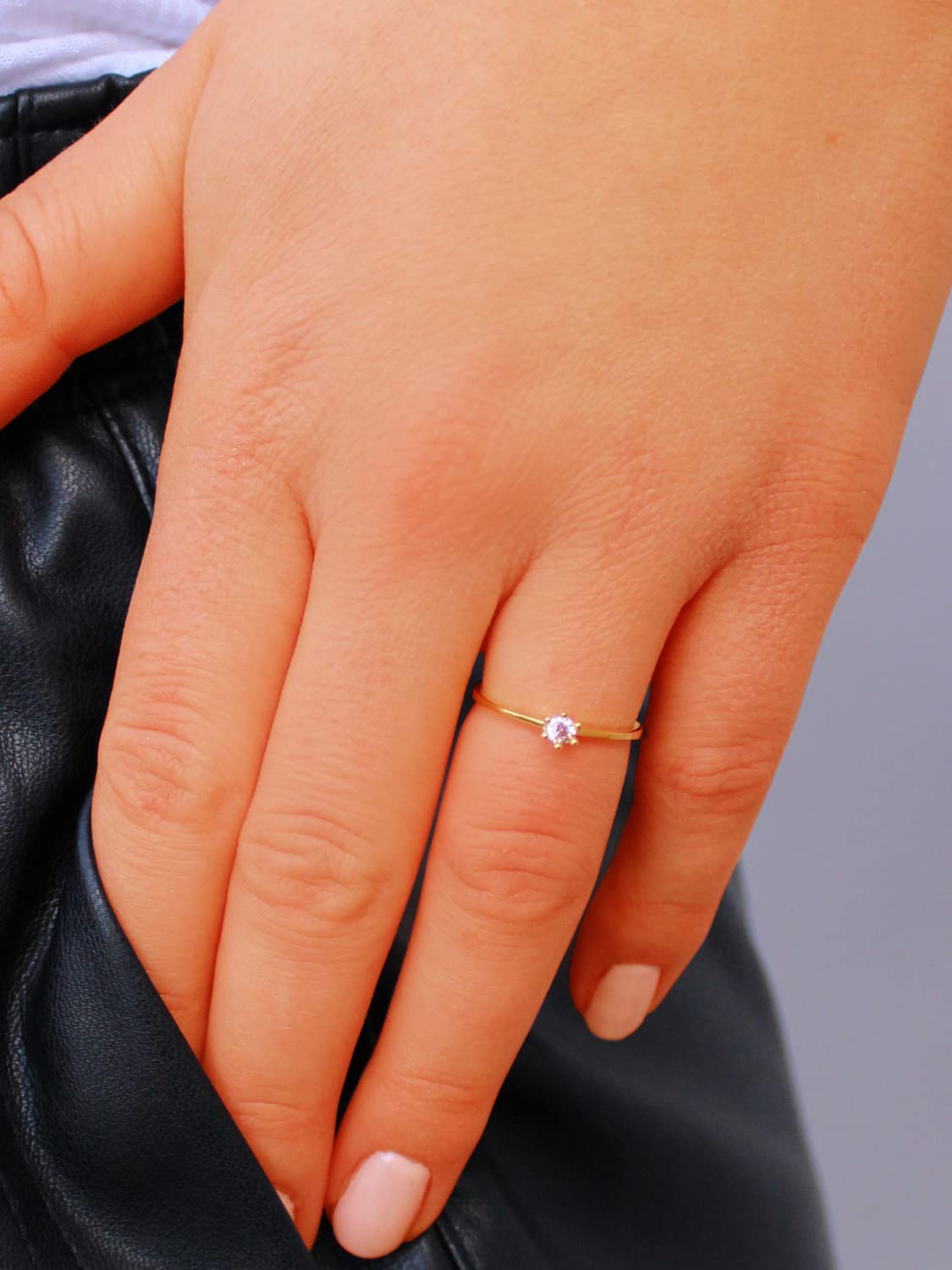 My Gold Damen Verlobungsring Zirkonia Gold 585 Echtes Weißgold (14 Karat) Heiratsantrag Antrag Damenring Goldring Golden Love