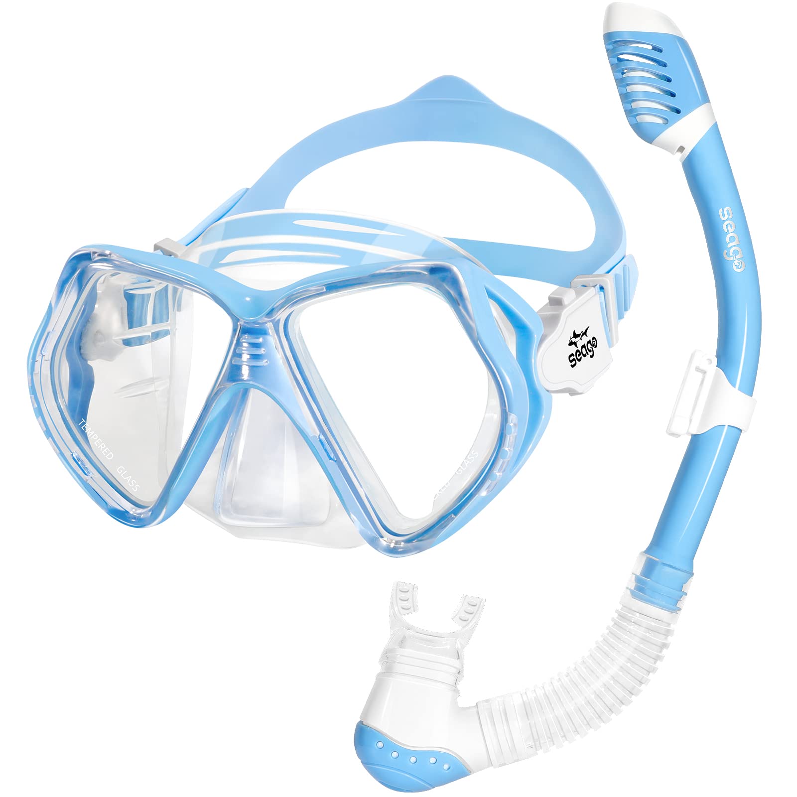 Seago Kids Snorkel Set for Age 6-14 Anti-Fog Scuba Diving Swimming Mask and Dry Top Snorkel for Boys Girls Teens
