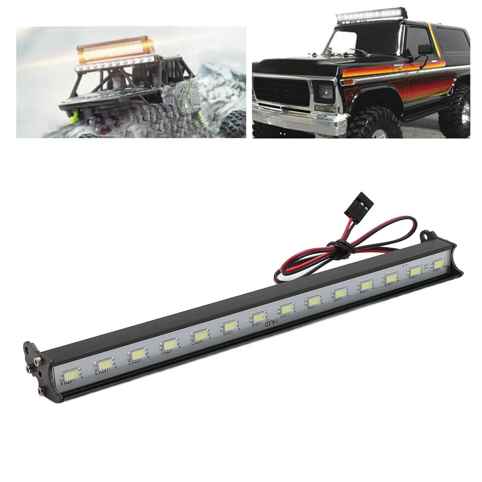 Jasnobiała Lampa Dachowa Samochodowa 14LED RC, Stop Aluminium, Lekka, Długa żywotność, 180 Mm, z Kablem Kontrolera światła