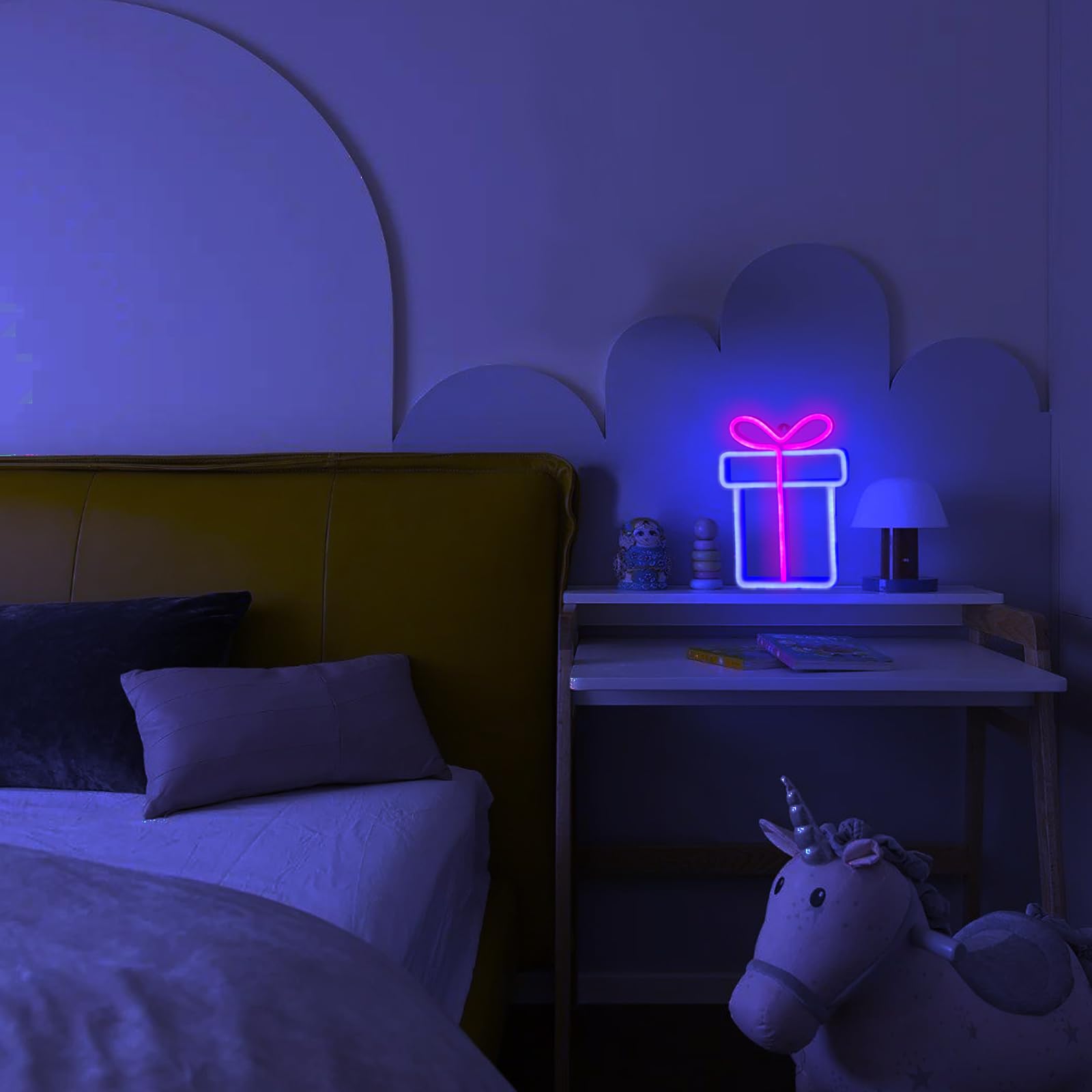 Amazon.co.jp: LEDネオンプレゼントピンク+ブルーのデザインロゴUSB