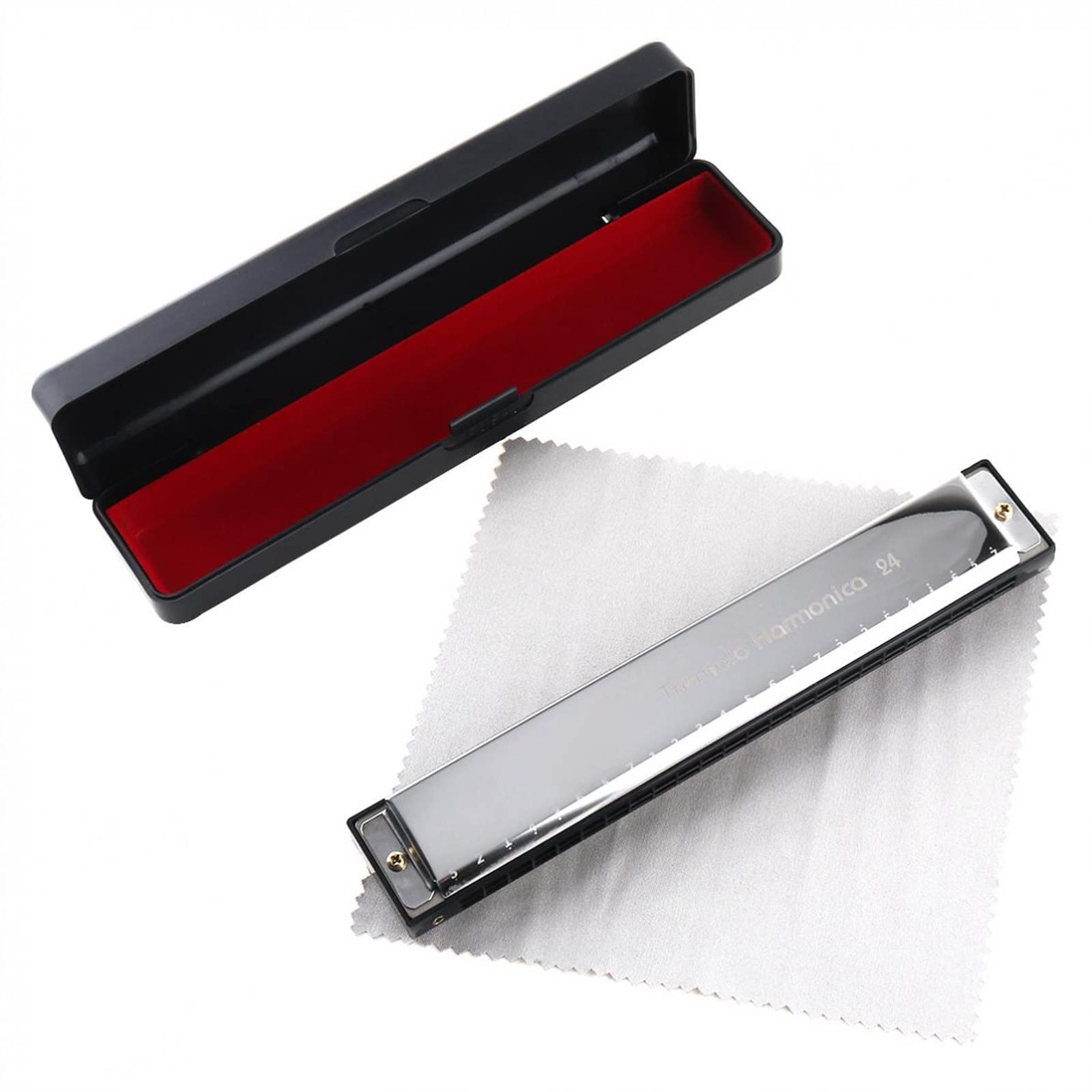 Standard Mundharmonikas Silber 24 Löcher Titan Mundharmonika Tremolo Tone Key C Mundharmonika Musikinstrumente Für Anfänger