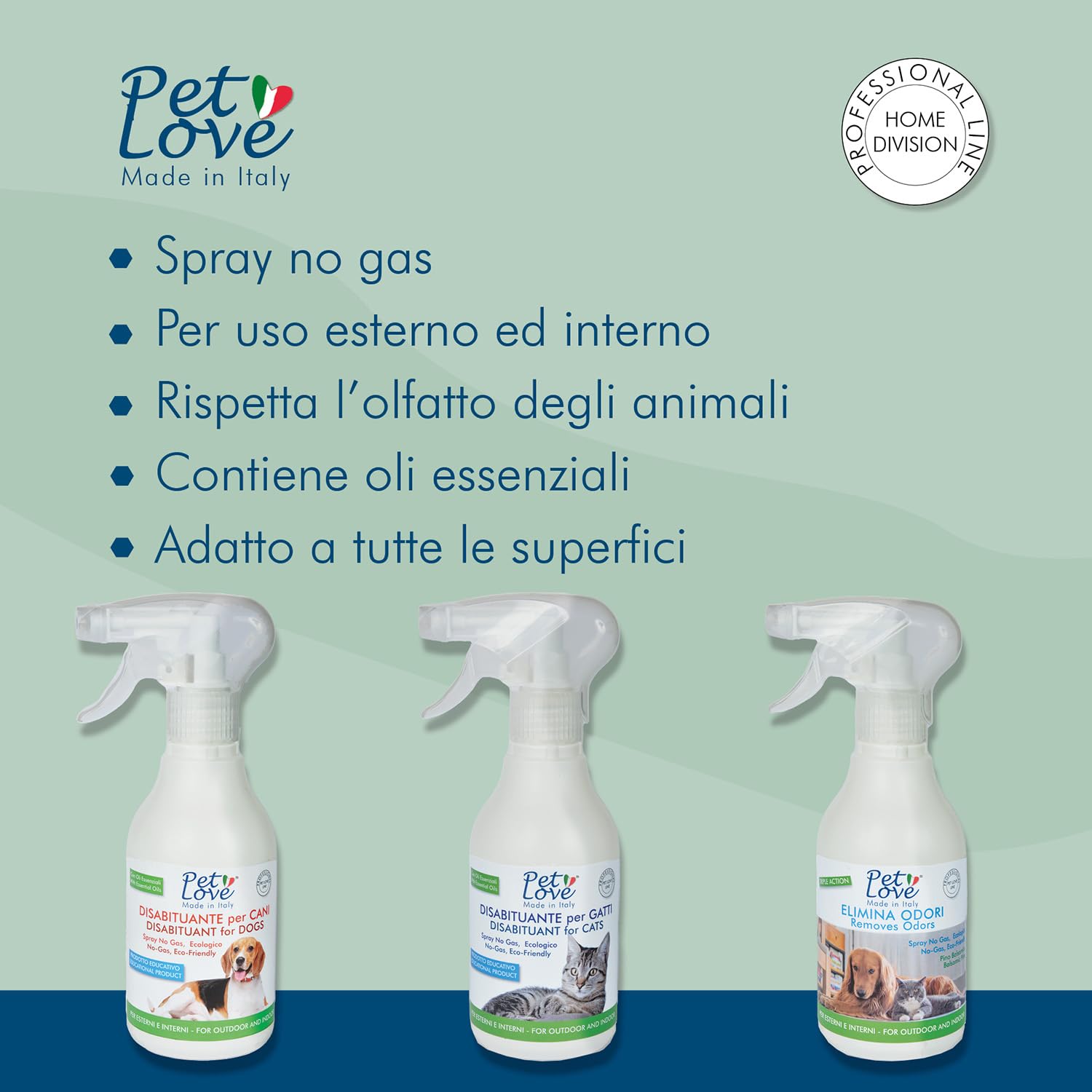 PET LOVE Spray Disabituante Repellente per Gatti - Anti Urina per Interni ed Esterni - Barriera Olfattiva - 350 ml