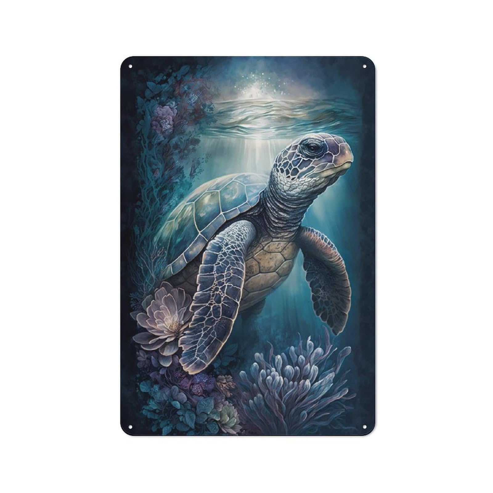 Junmoney Turtle Delightful Metal Wall Sign 30X20cm, Loft Style Urban Room Decor For Flat, Bar, Studio Or Gallery Wall