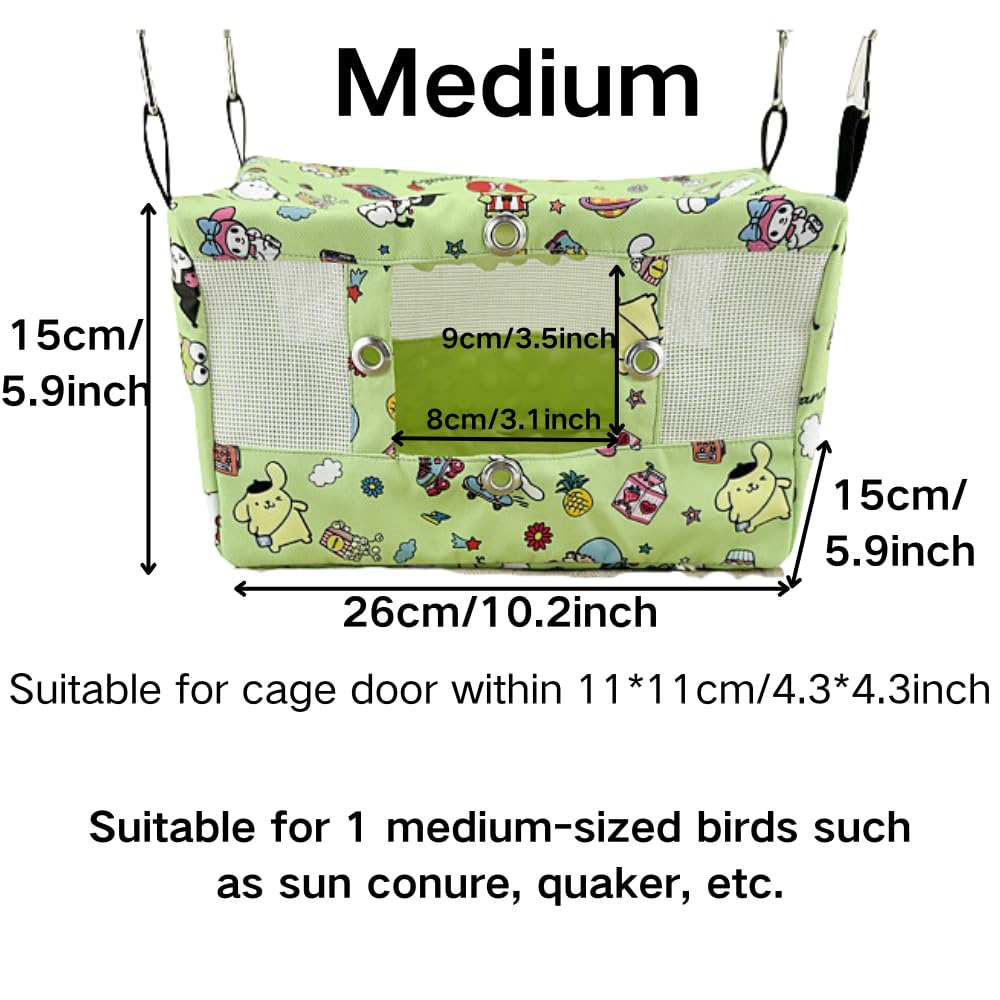 Copfeu Large Spring Summer Breathable Bird Nest House, Bird Bed for Cage, Parrot Nest Snuggle Shed Hut for Four Seasons, Easy to Install for Quaker Lovebirds (Medium,Yellow)