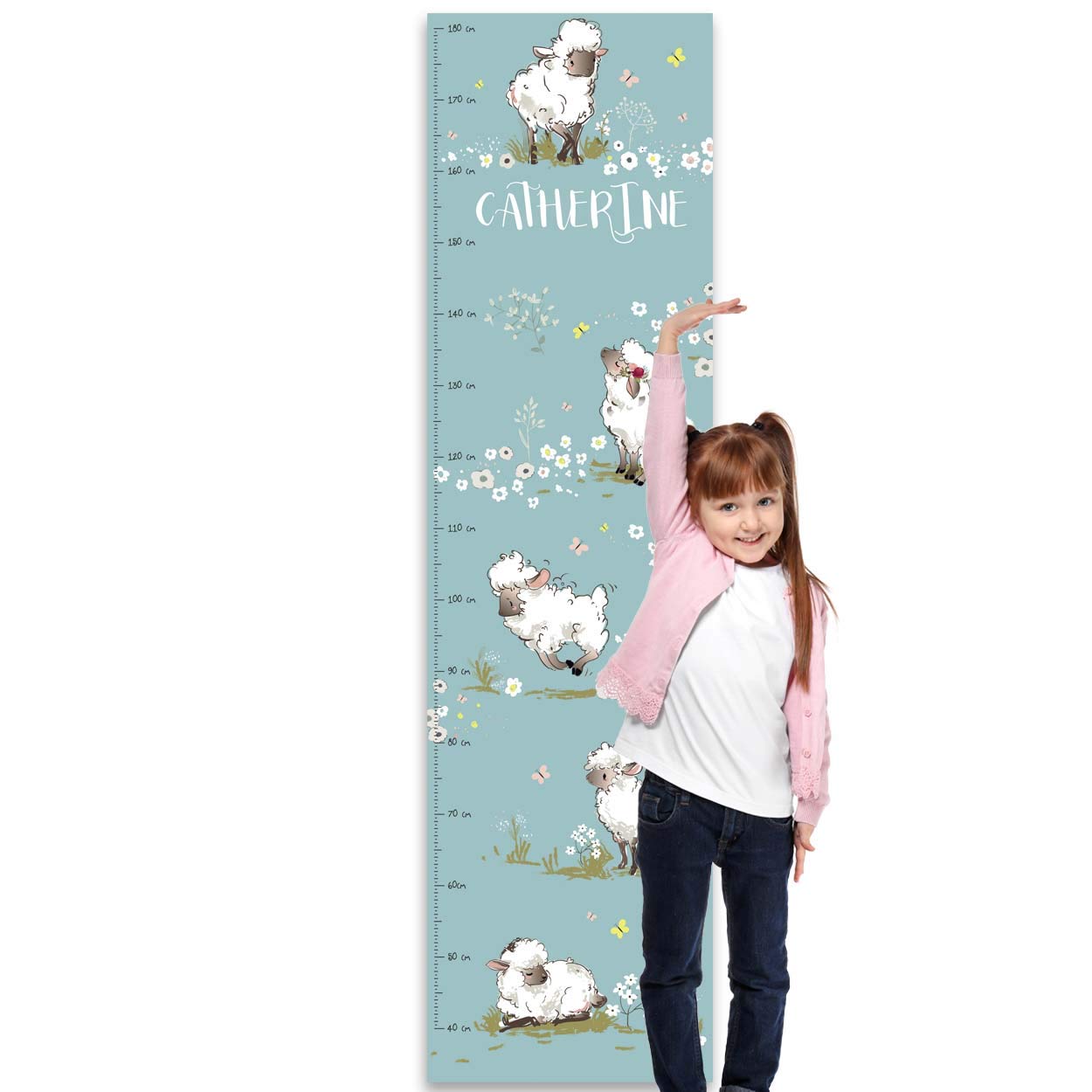 Paper Themes Personalised Height Chart - Cute Sheep