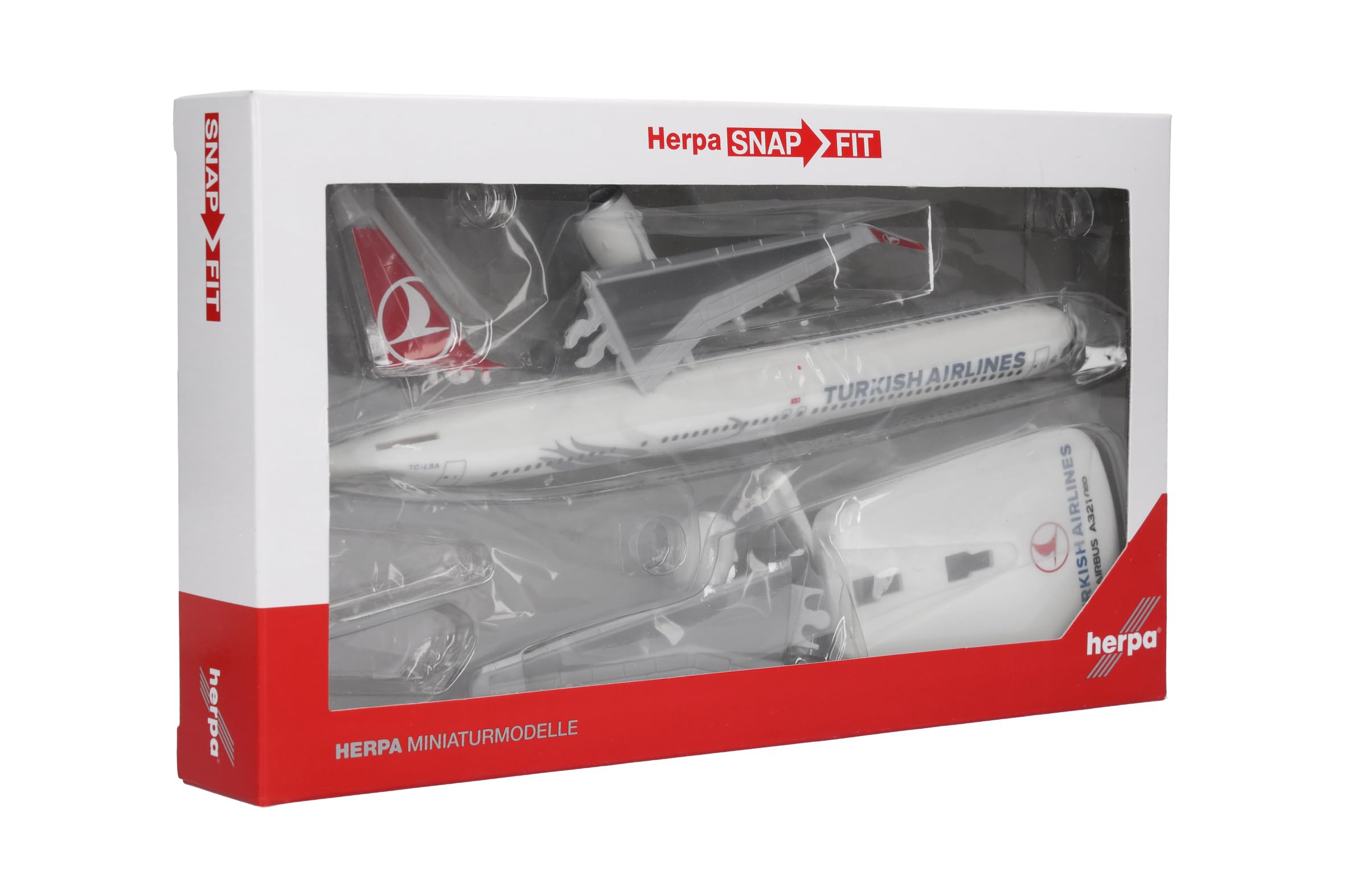Herpa modello di aereo Turkish Airlines Airbus A321neo, in scala 1:200 - Snap-Fit, pezzo da collezione, miniatura deco, statuetta con supporto in plastica