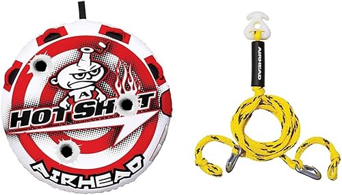 Airhead Hot Shot - Tubo remolcable 1-2 para navegación y deportes acuáticos, cubierta completa de nailon de doble costura y válvula de seguridad de
