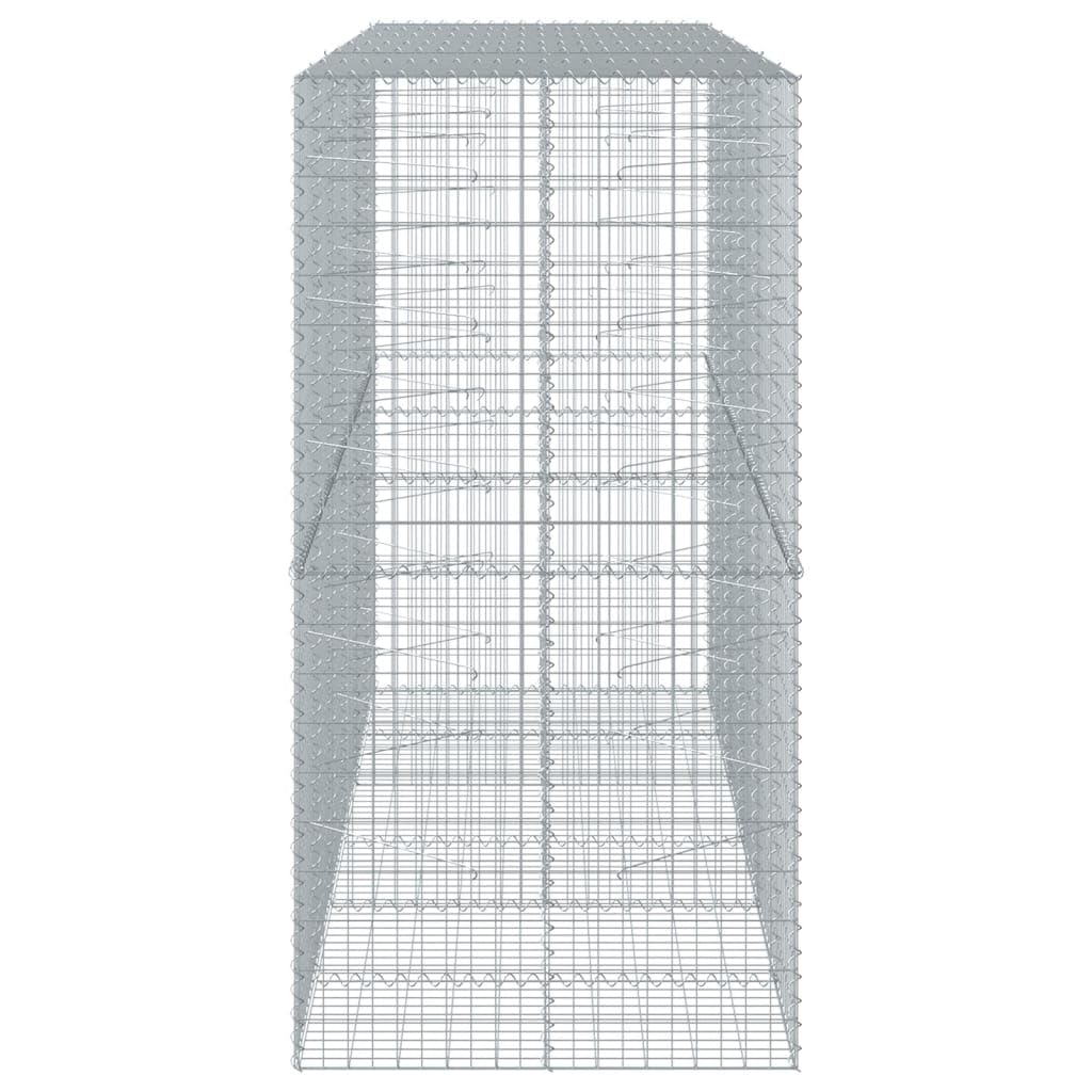 Gavión con tapa, 300 x 100 x 200 cm, cesta de piedra galvanizada | Cesta de alambre de metal resistente para jardín. Fácil montaje sin herramientas gracias a sus prácticas varillas en espiral.