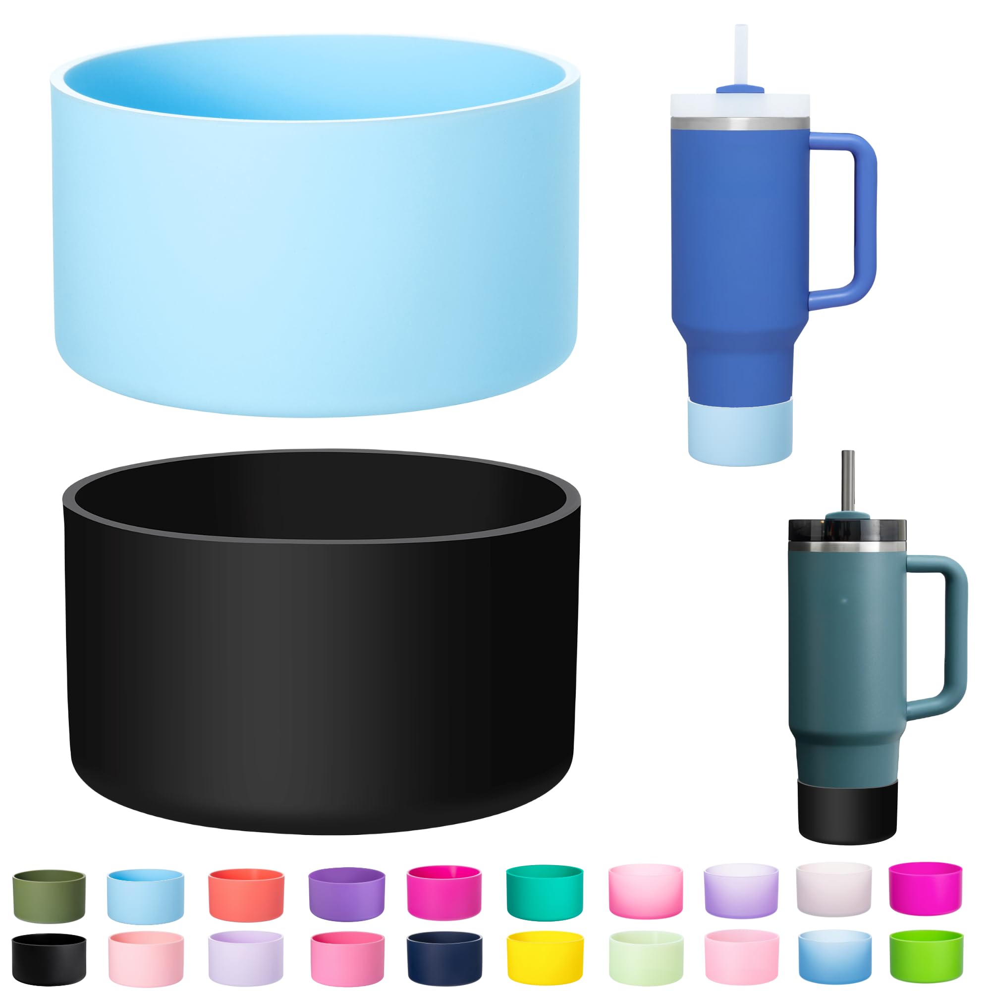 LONPARRY 2-Pack Silicone Boot for Stanley Quencher Adventure Tumbler, IceFlow Flip 40/30/20 oz, Cup Protector Sleeve Cover With Handle