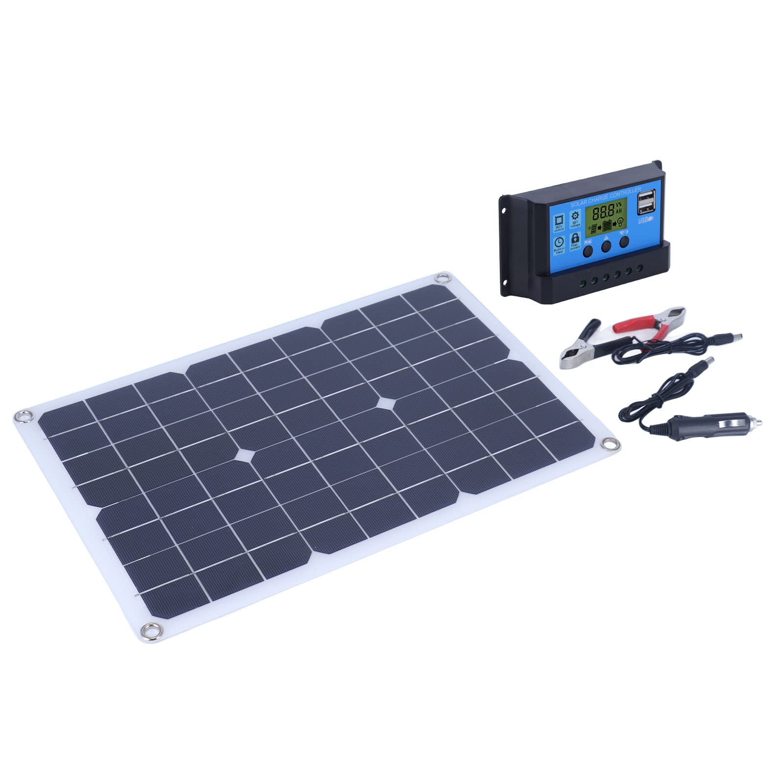 Przenośny Panel Słoneczny, Kemping Panel Słoneczny 50 W Zestaw Panelu Zasilania Solarnego z Kontrolerem 50W Monokrystaliczny DC 18V Solar Naładowanie Baterii do Plecaka na Wędrówki Kempingowe