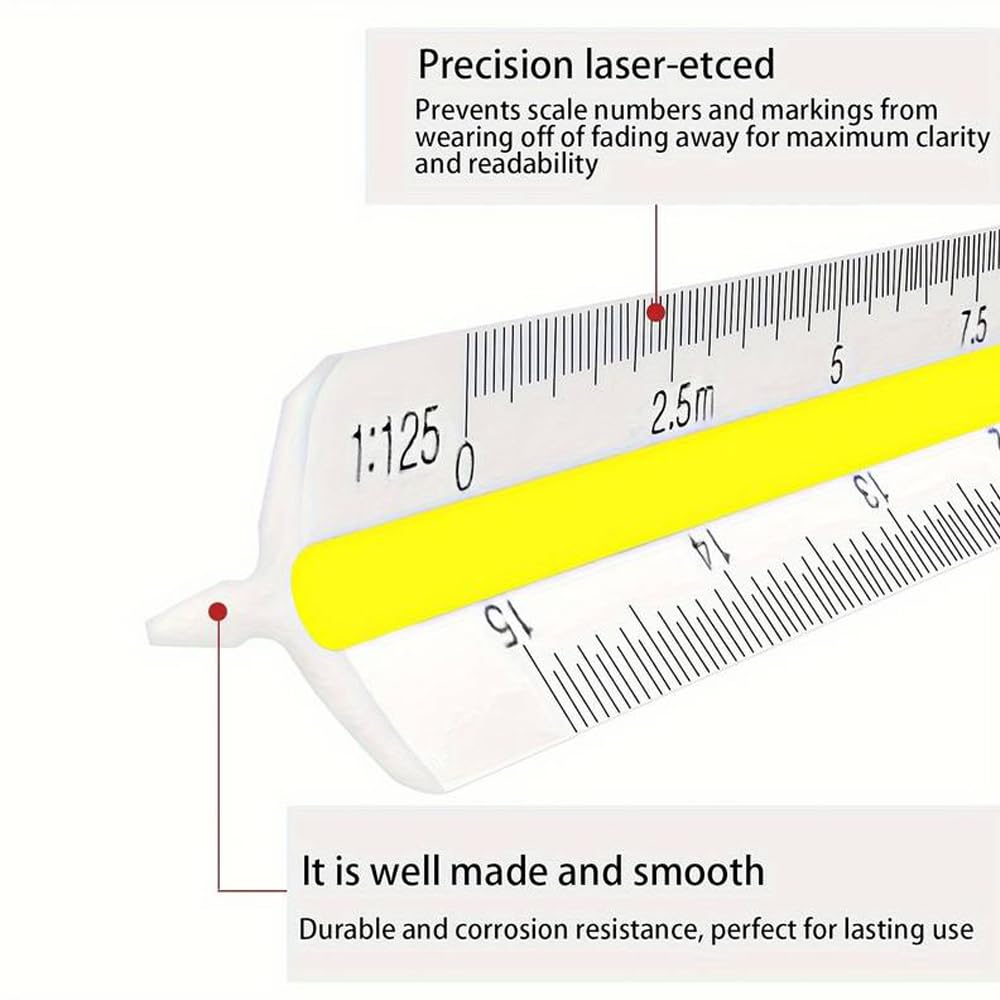 Plastic triangular scale, 30 cm scale ruler, plastic scale ruler, triangular scale 1:20, 1:25, 1:50, 1:75, 1:100, 1:125 - Image 4