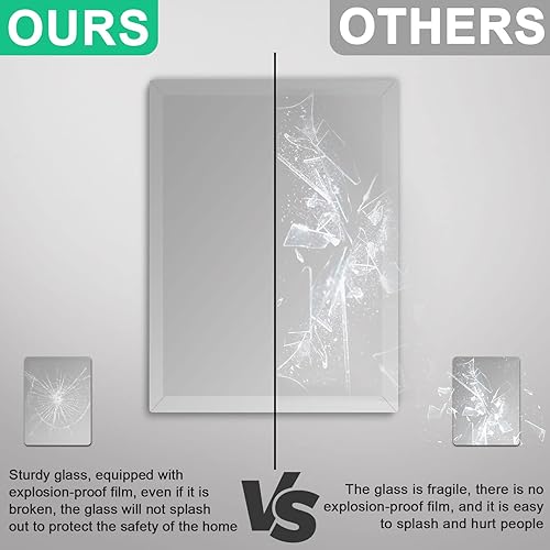 Miniatura 4 de LDKJLED Espejo rectangular sin marco de 28 x 36 pulgadas, moderno espejo de tocador de baño con borde pulido, espejo de pared para baño, dormitorio,