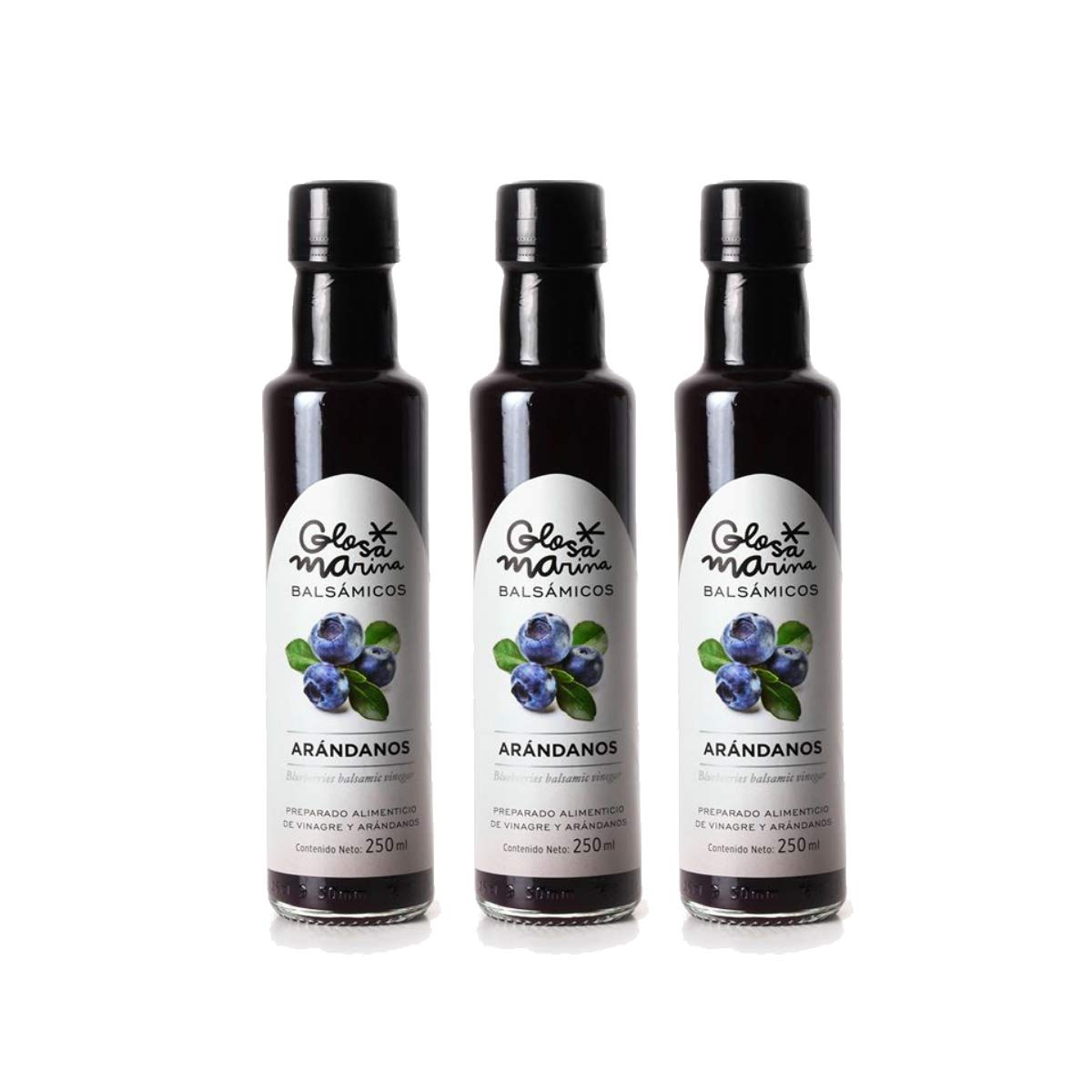 GLOSA MARINA 3er Paket *ARANDANOS* Crema Balsámica de Arándanos - Balsamico Gourmet Essig Creme Heidelbeere (3 x 250ml)