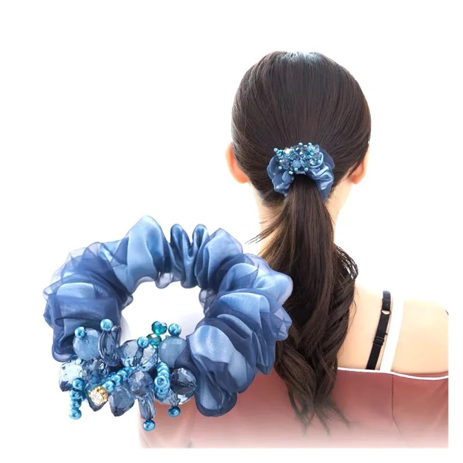 Coleteros Pelo Mujer 1 banda for el cabello de organza, hilo seda, tela cristal, tocado flores, cuerda goma elástica for for niña(B purple)