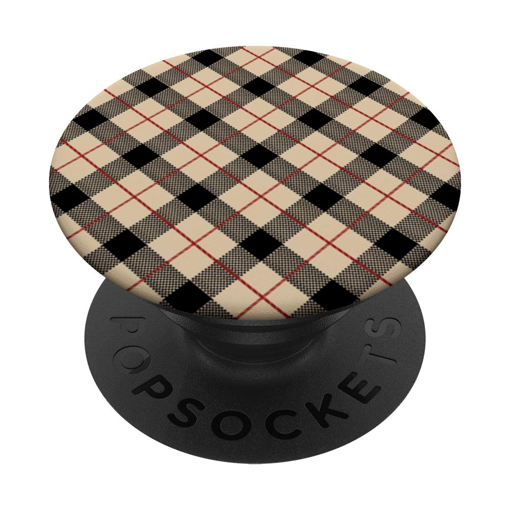 Black Tan and Red Plaid Design PopSockets PopGrip: Swappable Grip for Phones & Tablets