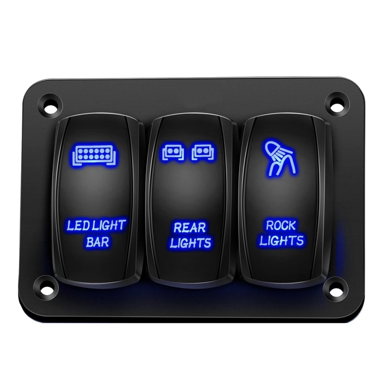 3 Gang Rocker Switch Panel Aluminum Wired Toggle Dash 5 Pin On/Off Switch Panel Waterproof 12V/24V Car Marine Boat RV Truck Car Light Switch Dual Pattern Blue LED Indicator-image-41