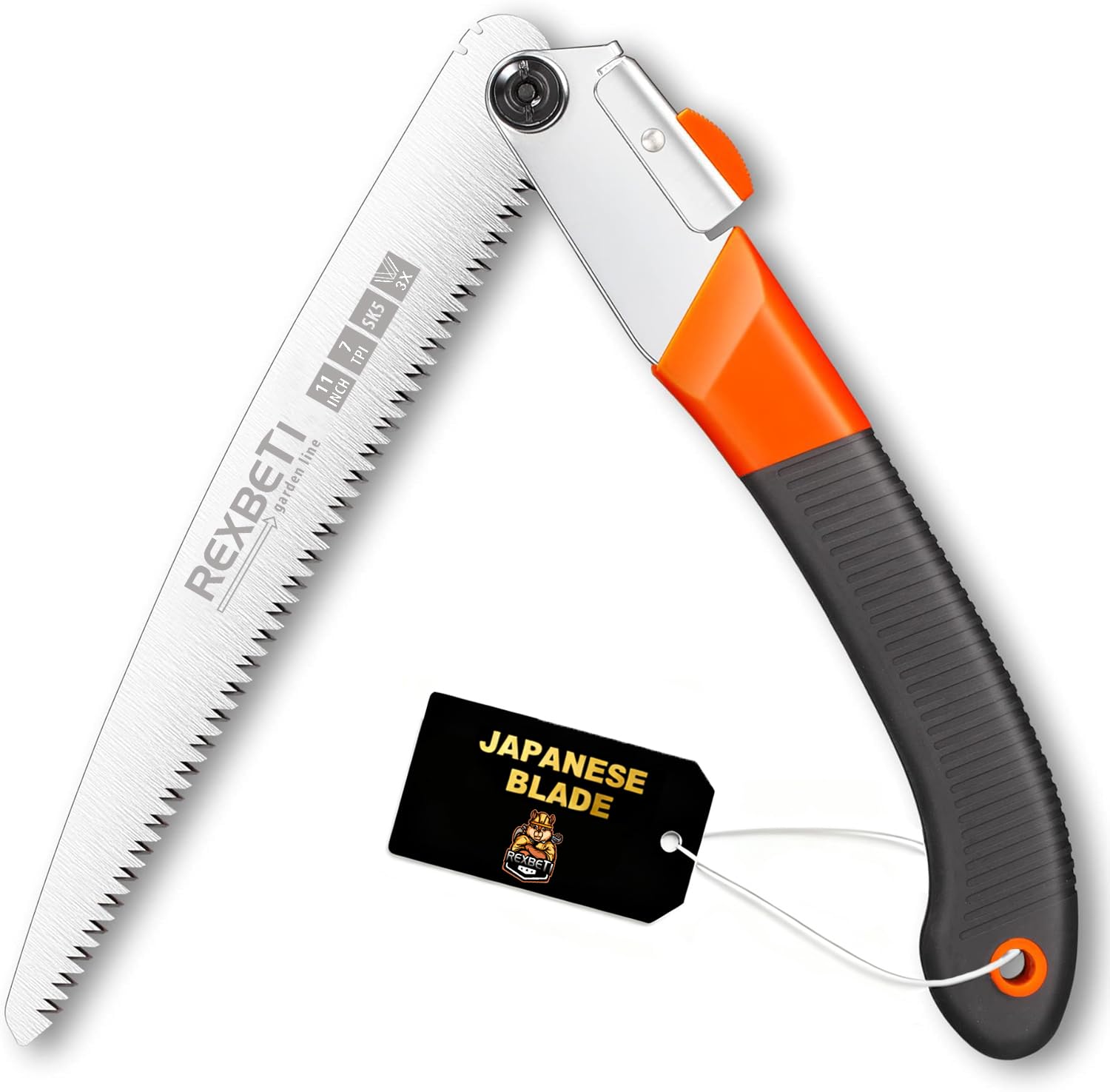 REXBETIFolding Saw, Heavy Duty 11 Inch Extra Long Blade Hand Saw for Wood Camping, Dry Wood Pruning Saw With Hard Teeth, Quality SK-5 Steel